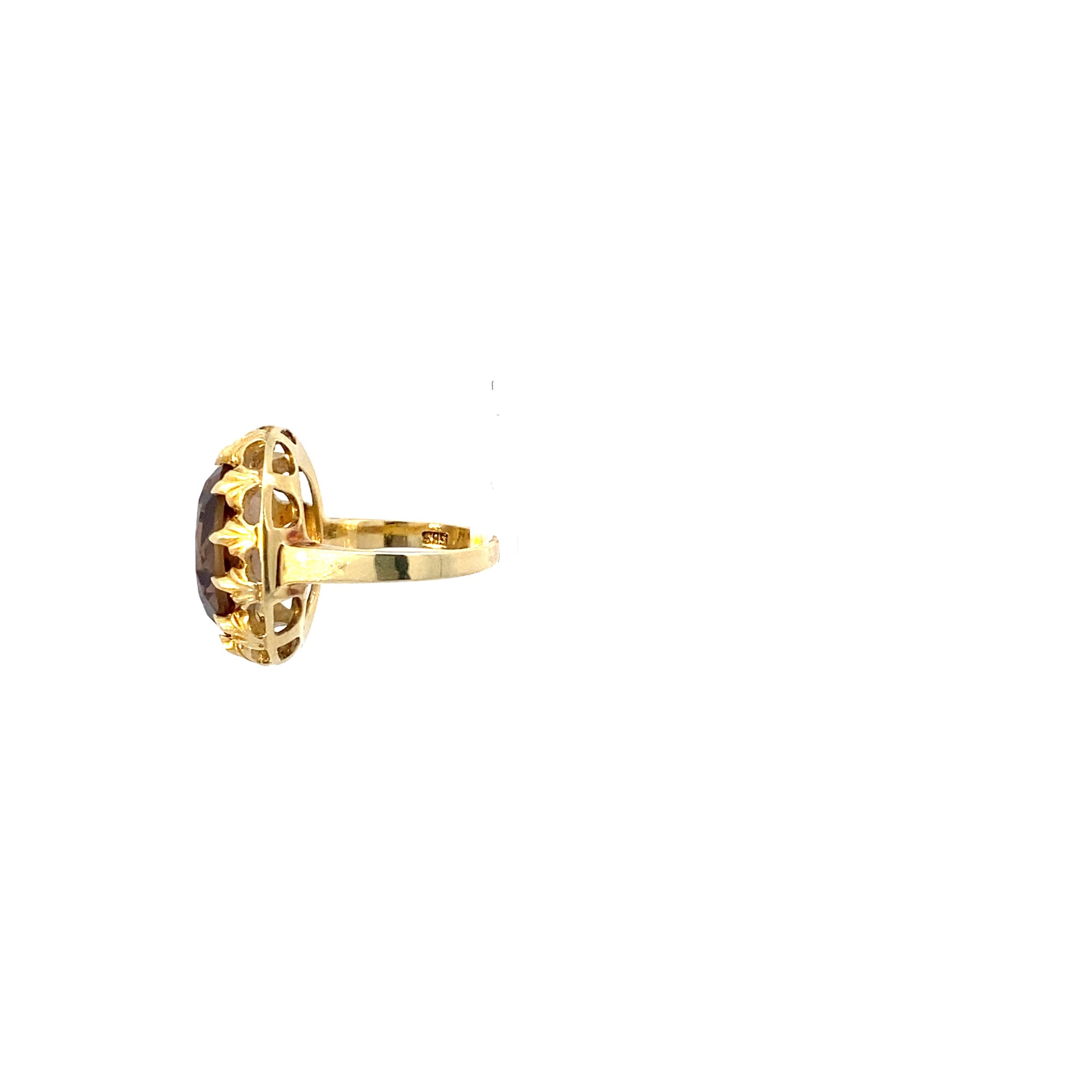Ring Gelbgold 585/14 Karat mit braunen Farbstein