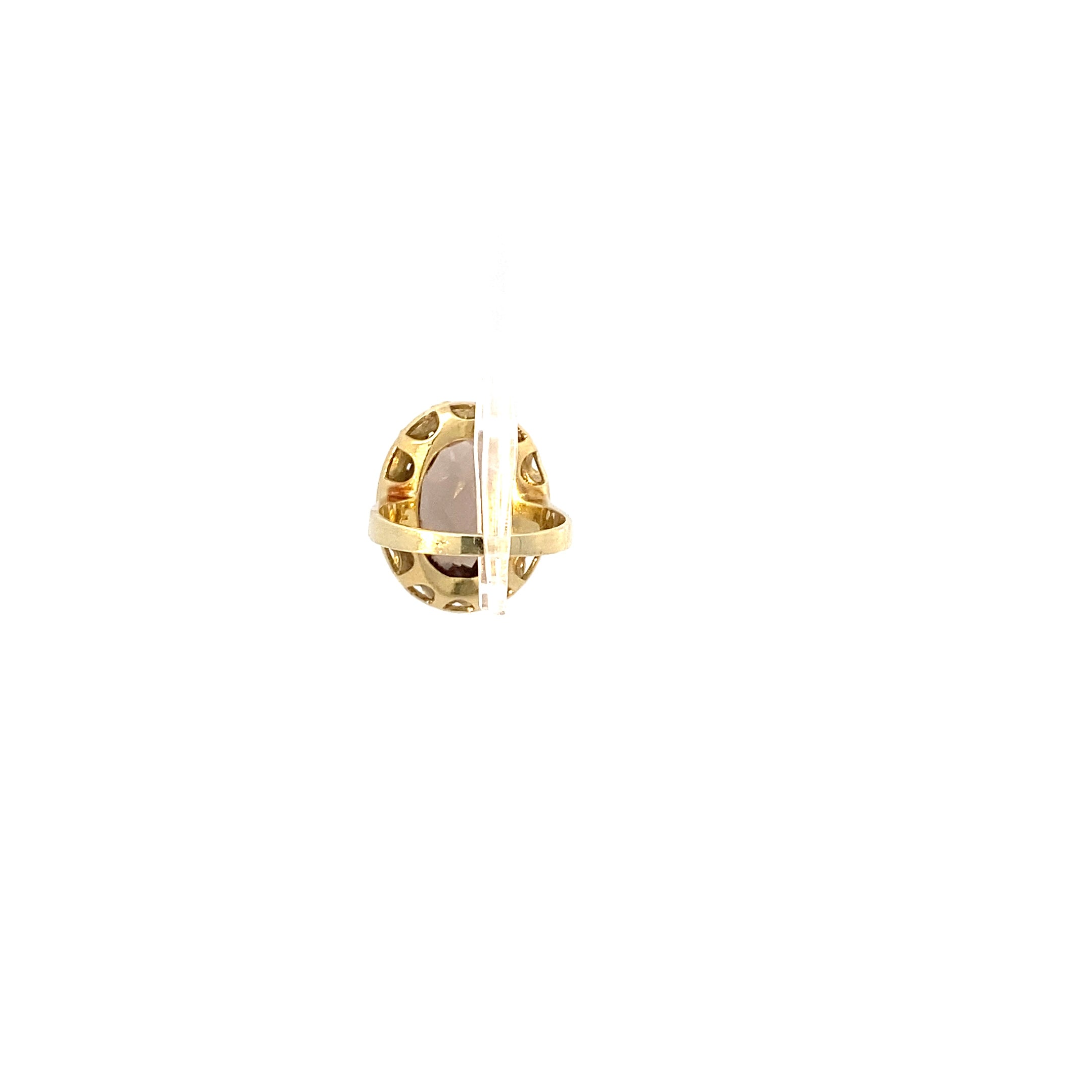 Ring Gelbgold 585/14 Karat mit braunen Farbstein