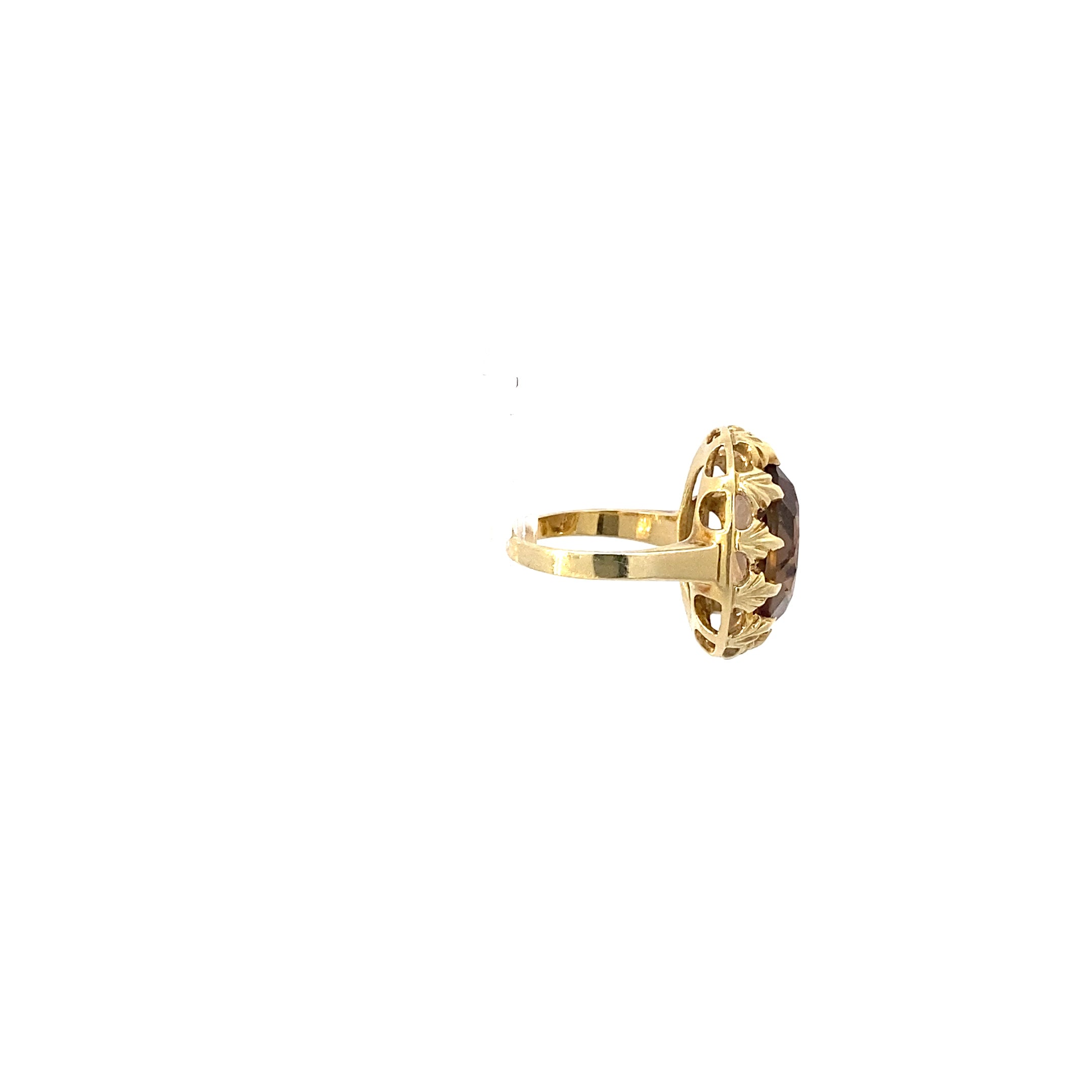 Ring Gelbgold 585/14 Karat mit braunen Farbstein