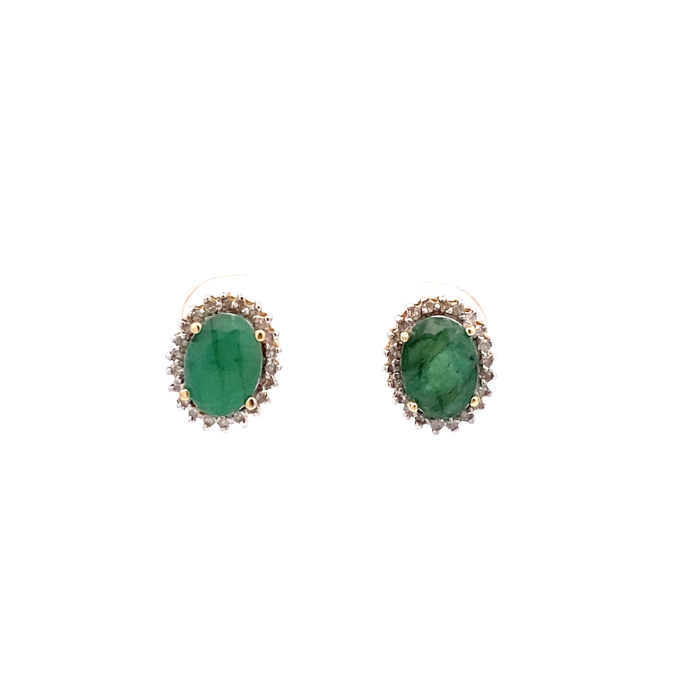 Ohrringe Gelb Gold 585 14 Karat mit Farbstein grün und Zirkonia
