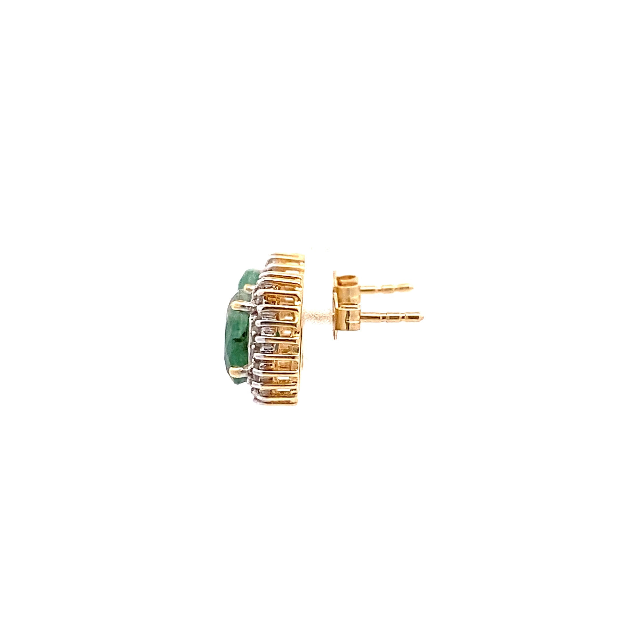Ohrringe Gelb Gold 585 14 Karat mit Farbstein grün und Zirkonia