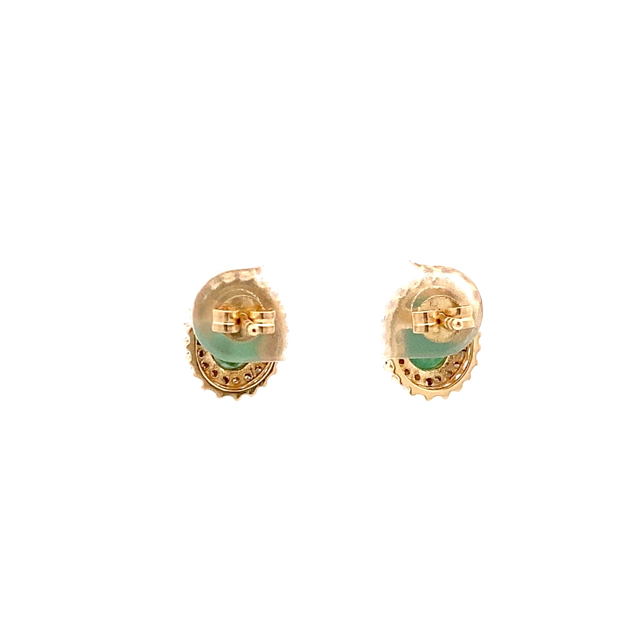 Ohrringe Gelb Gold 585 14 Karat mit Farbstein grün und Zirkonia
