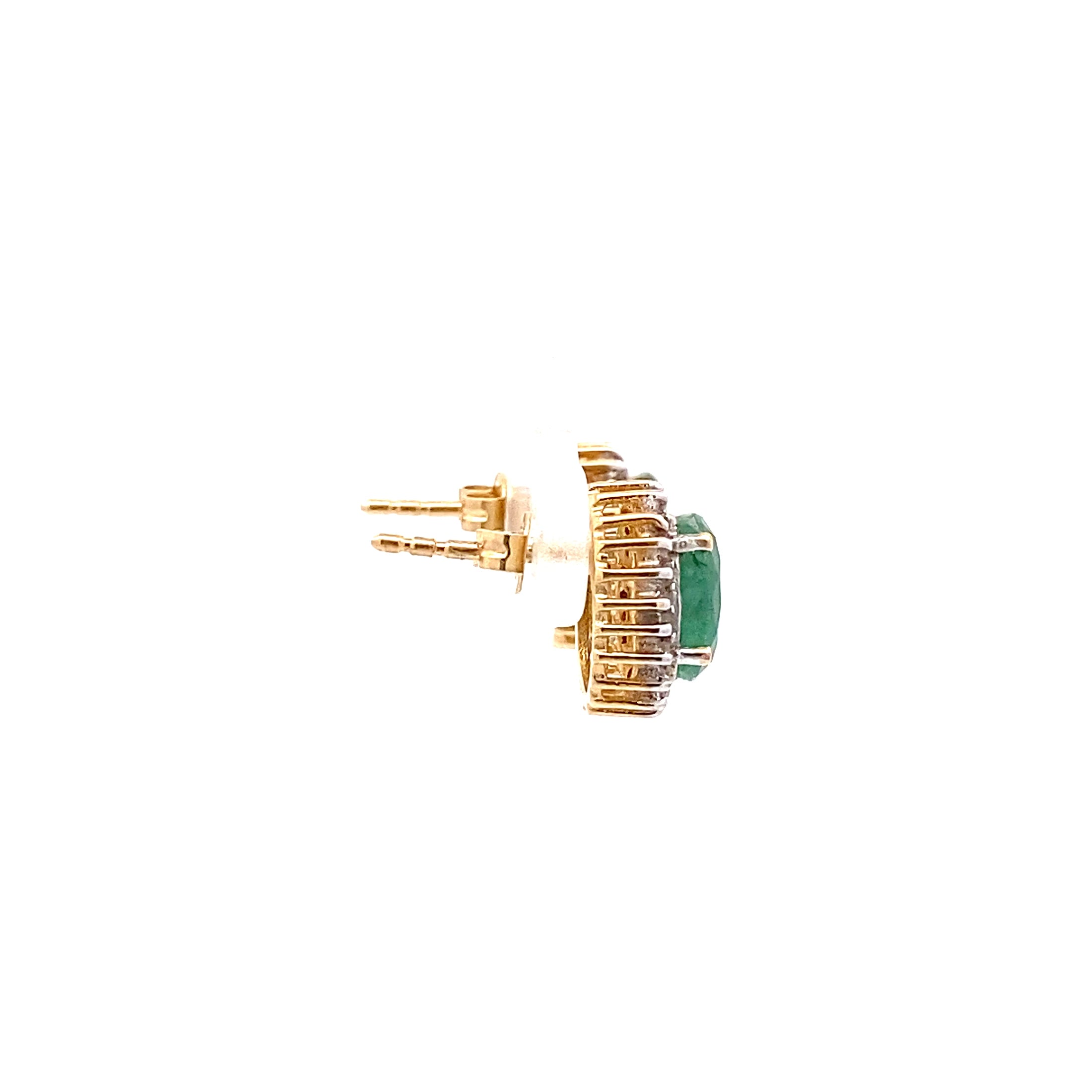 Ohrringe Gelb Gold 585 14 Karat mit Farbstein grün und Zirkonia