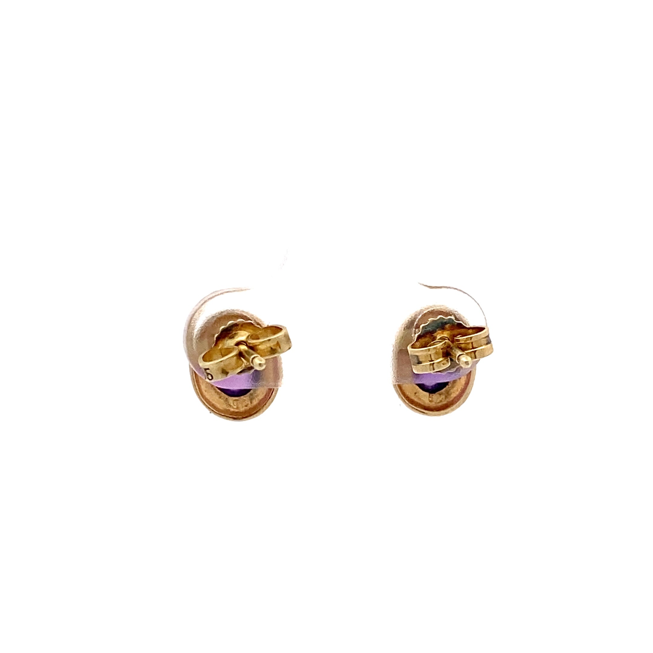 Ohrringe Gelb Gold 585 14 Karat mit Farbstein lila violett