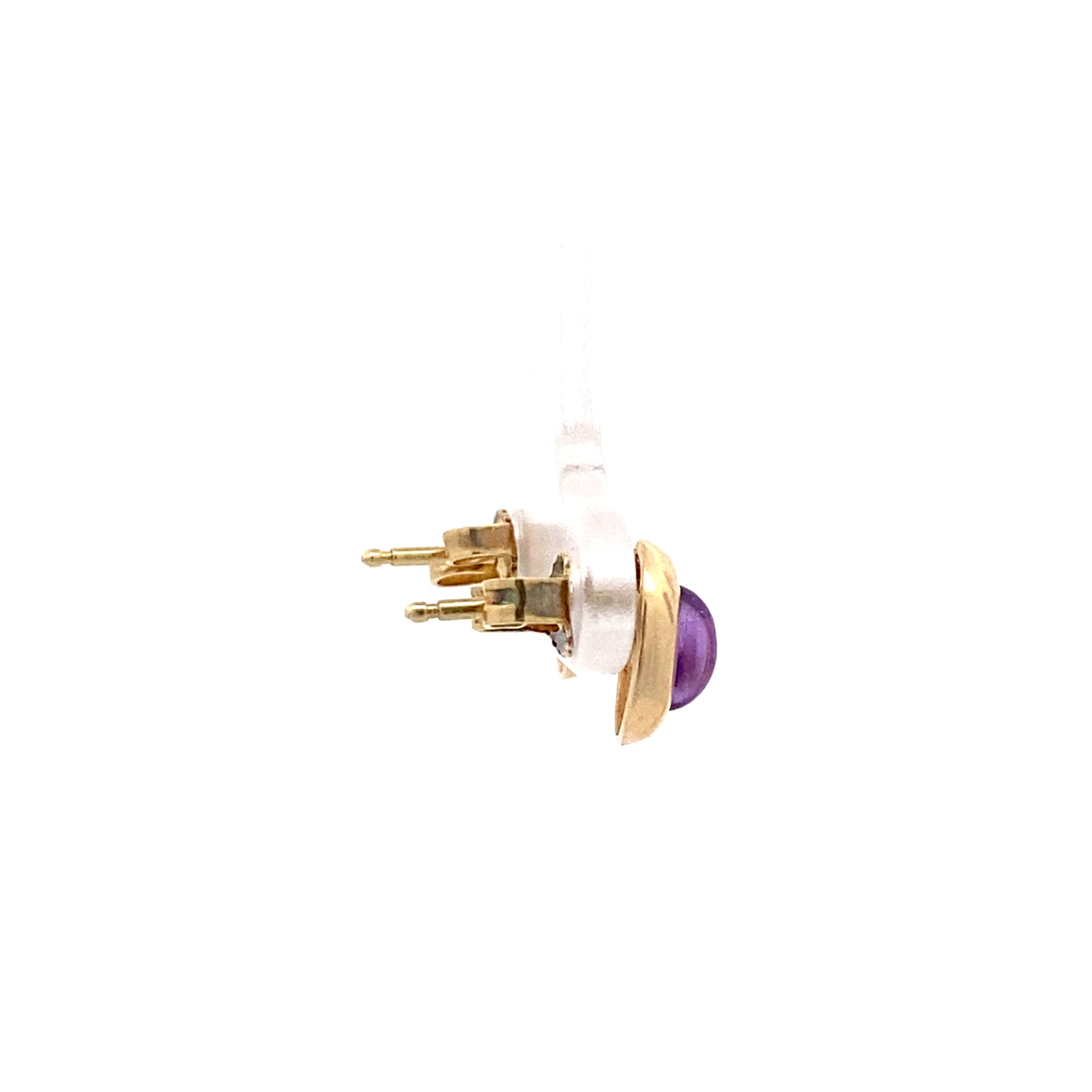 Ohrringe Gelb Gold 585 14 Karat mit Farbstein lila violett