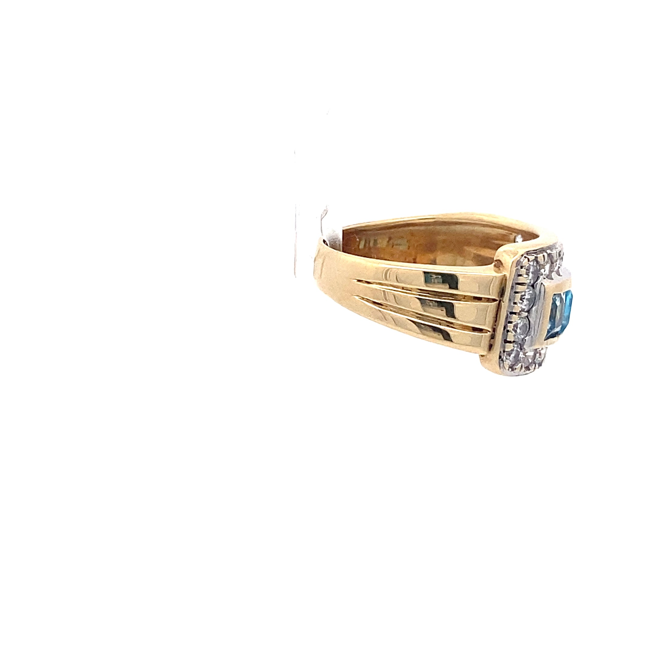 Ring Gelb Gold mit Farbsteinen blau und Zirkonia 750 18 Karat