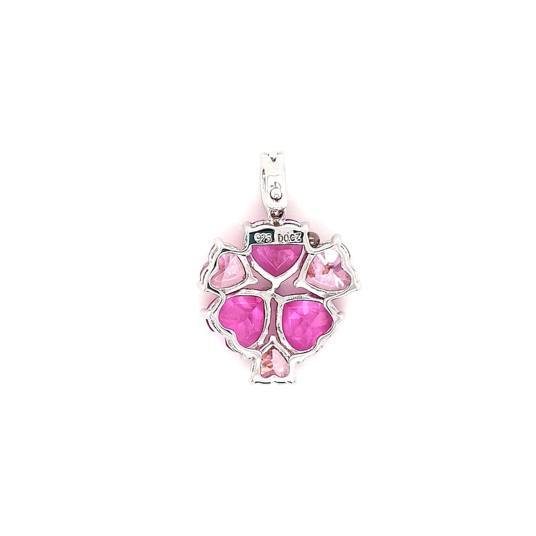 Anhänger Silber Schmuck Damen Farbsteine Pink Rosa Herzen