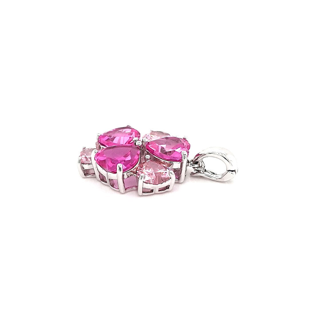 Anhänger Silber Schmuck Damen Farbsteine Pink Rosa Herzen