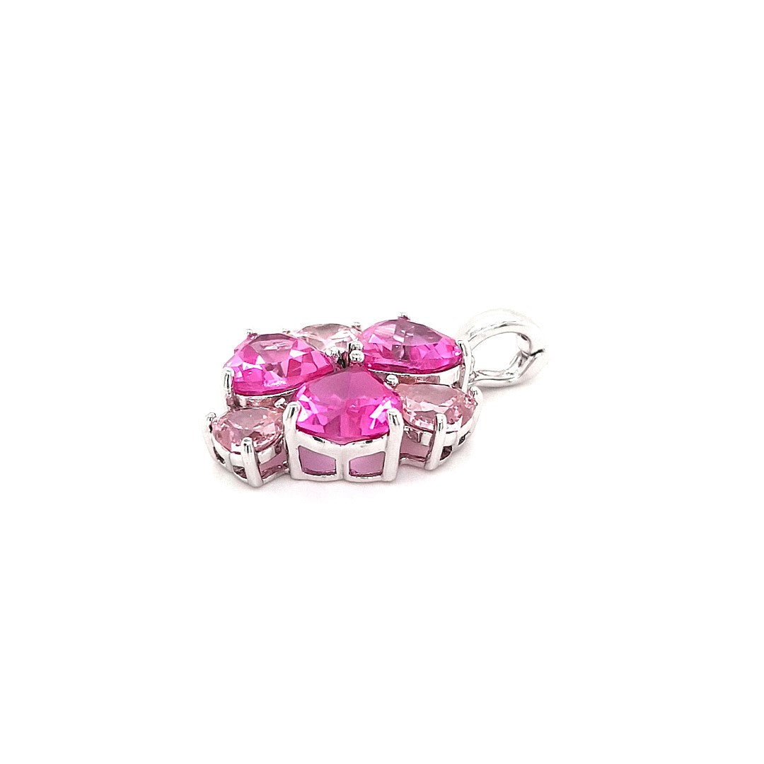 Anhänger Silber Schmuck Damen Farbsteine Pink Rosa Herzen