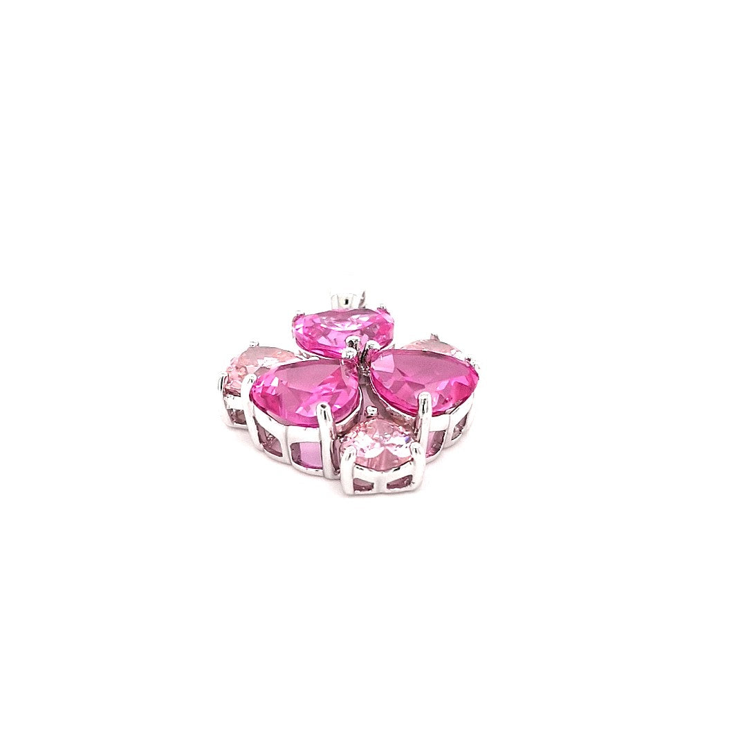 Anhänger Silber Schmuck Damen Farbsteine Pink Rosa Herzen