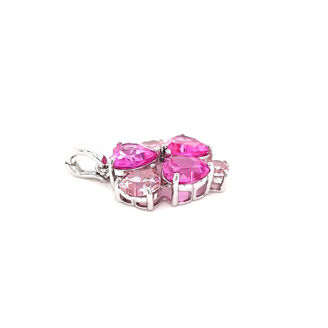 Anhänger Silber Schmuck Damen Farbsteine Pink Rosa Herzen