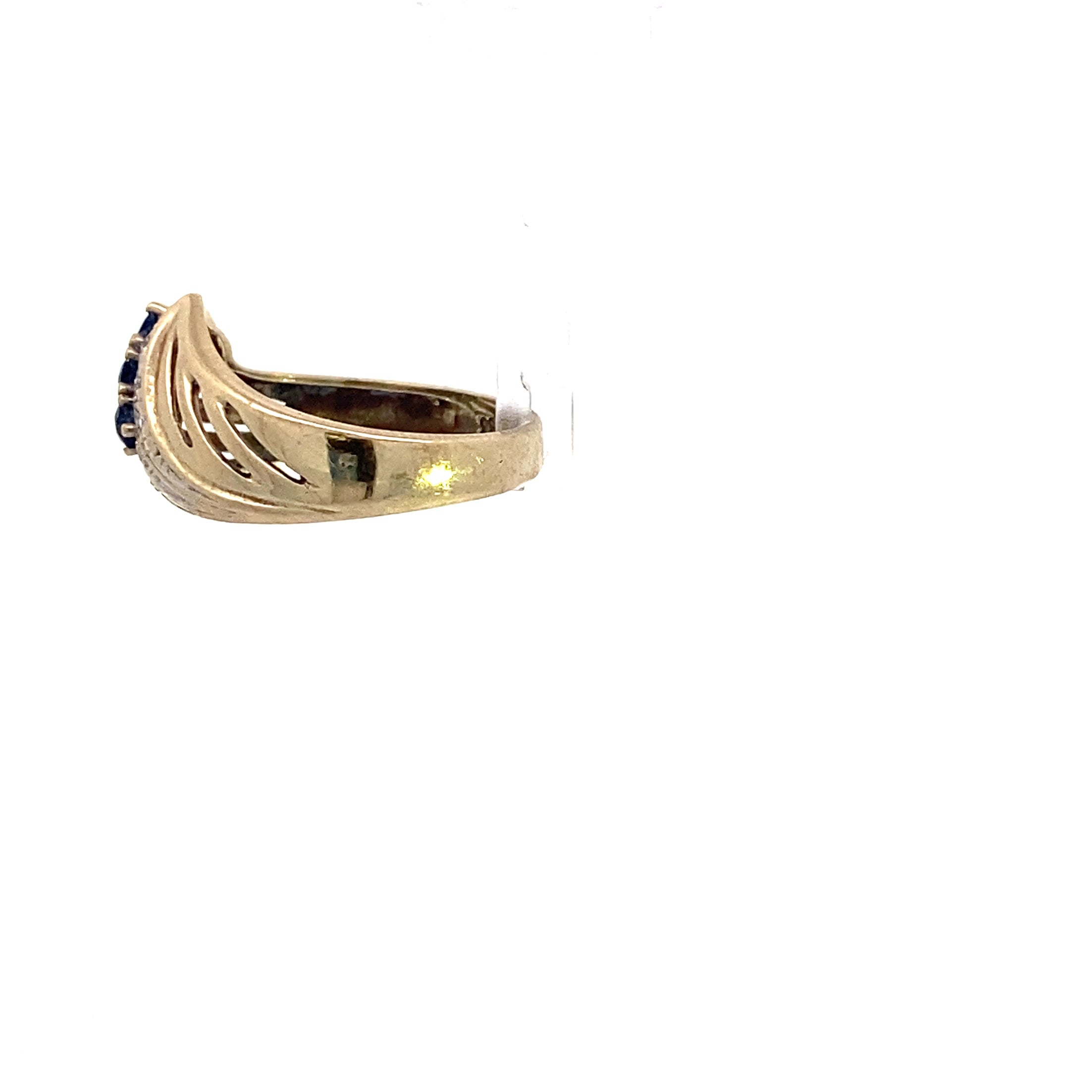 Ring Gelbgold 333 8 Karat mit blauen Farbsteinen
