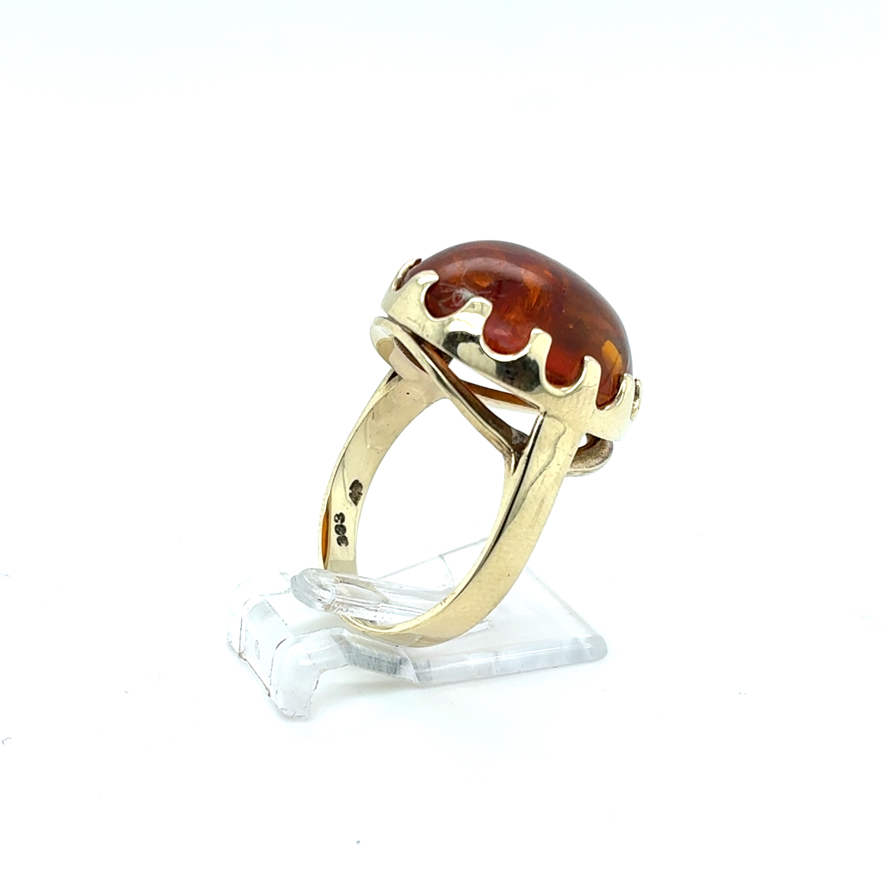 Ring Goldring Farbstein braun 333/8 kt Gelbgold Gr.55