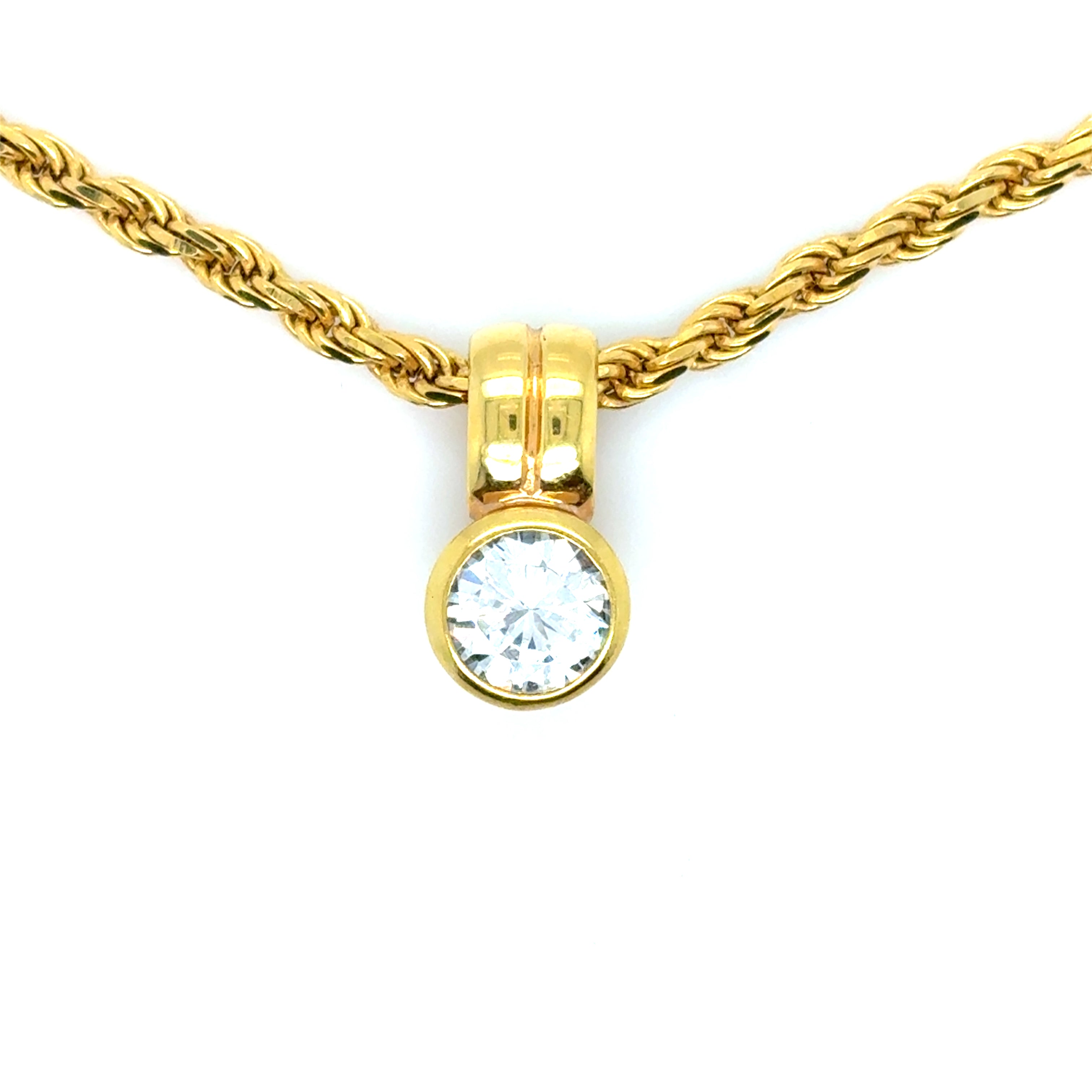 Kordellkette mit Anhänger Brillant Gelbgold ca.50cm