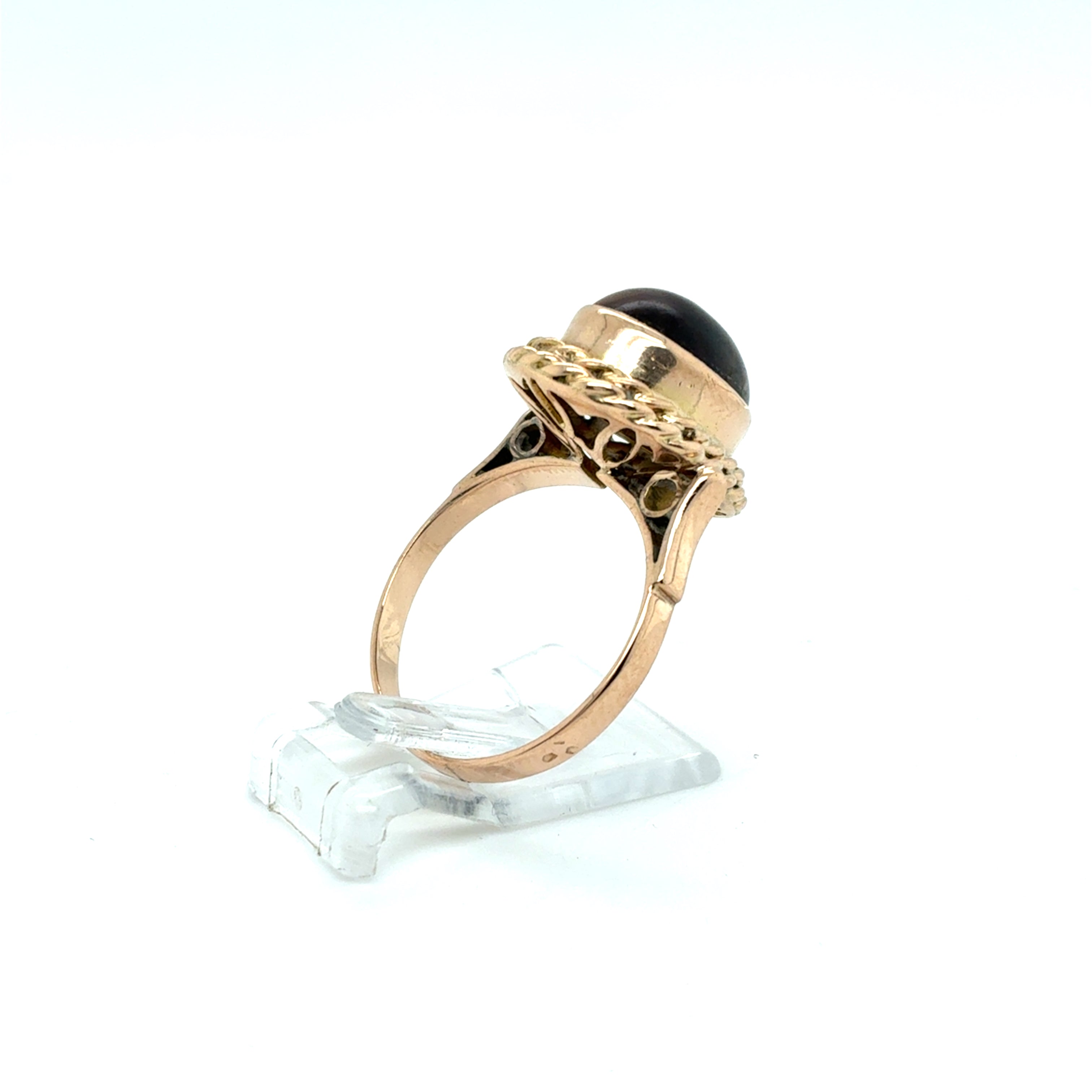 Ring Goldring Farbstein braun 585/14 Karat Gelbgold Gr.55