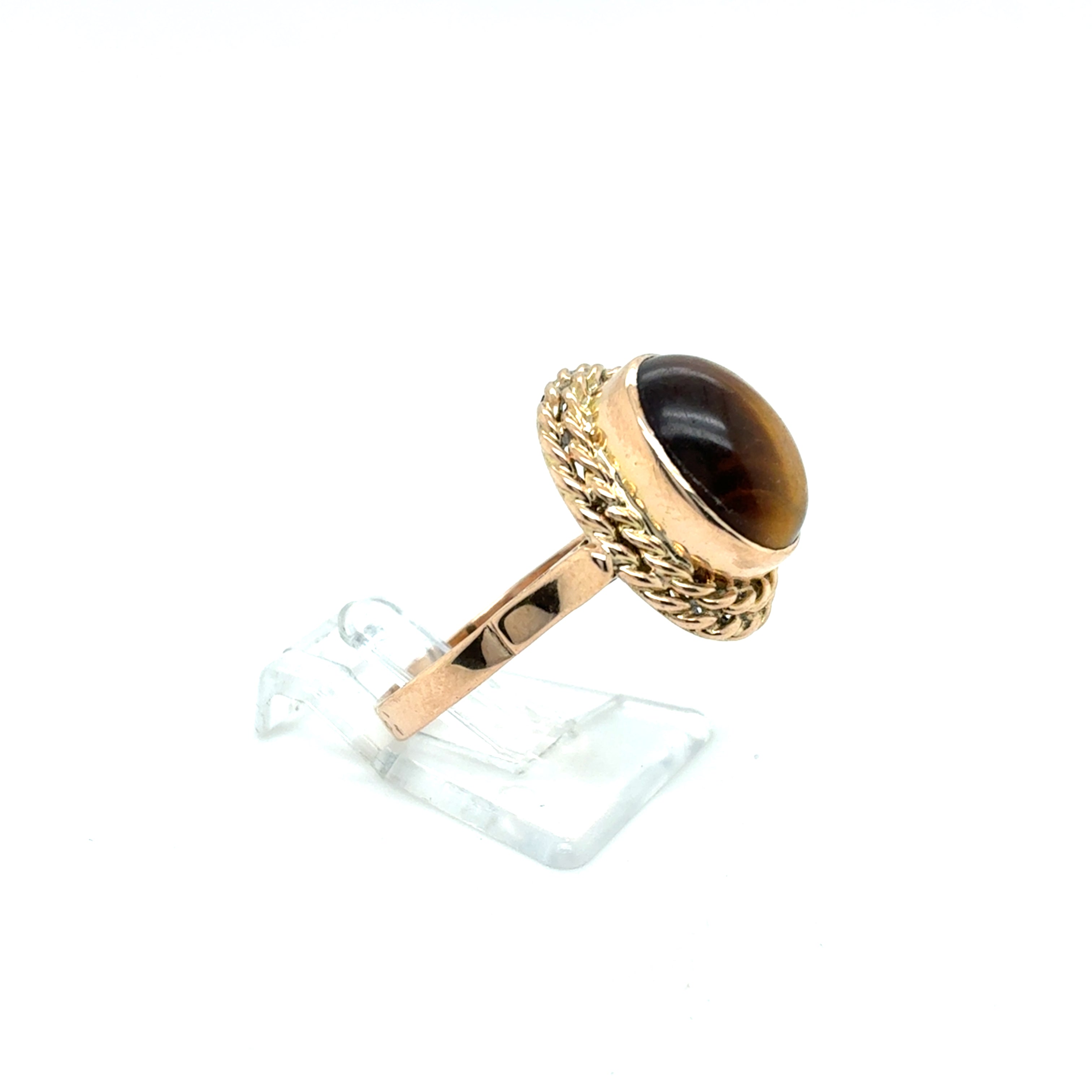 Ring Goldring Farbstein braun 585/14 Karat Gelbgold Gr.55