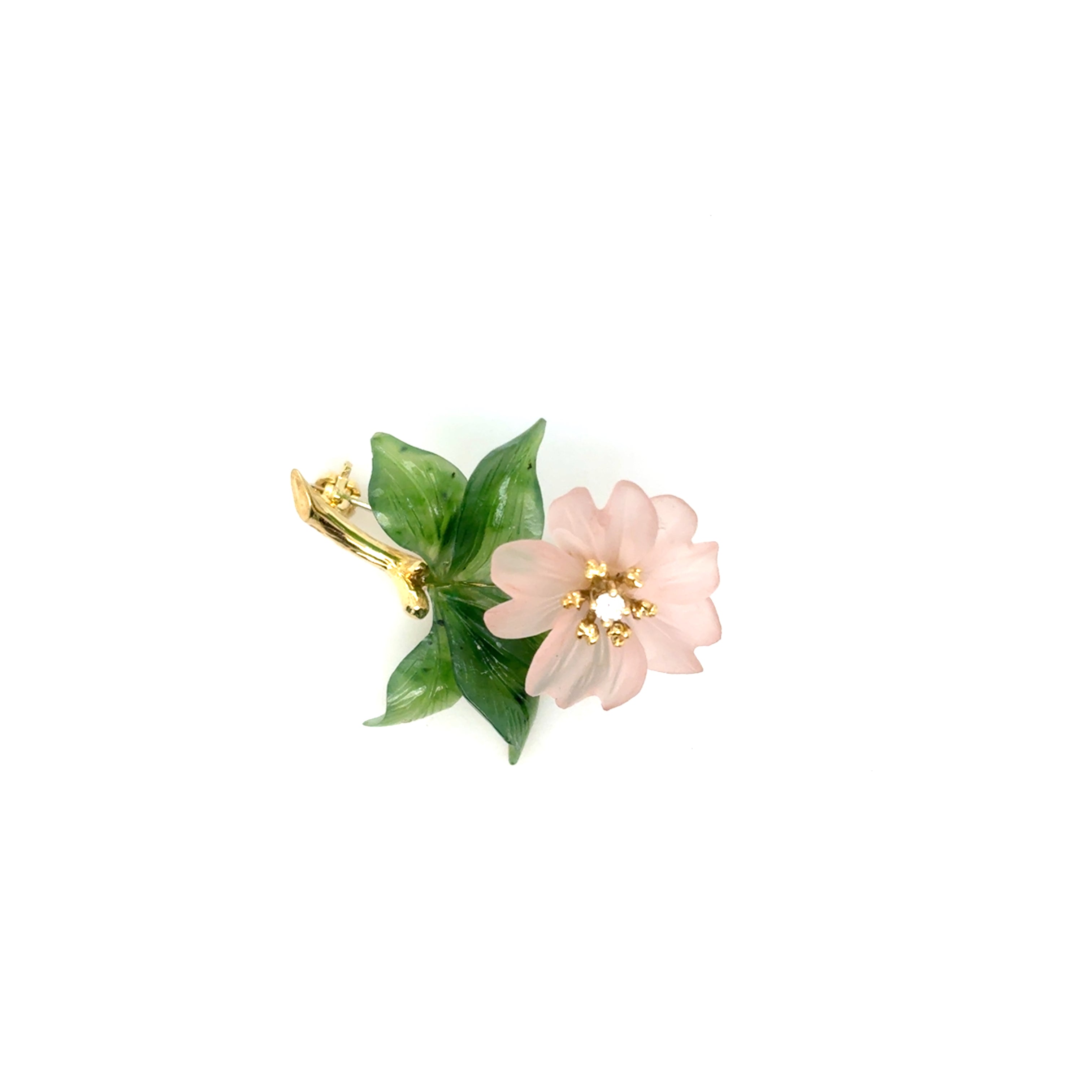 Brosche Blume Gelbgold 585/14kt Brillant