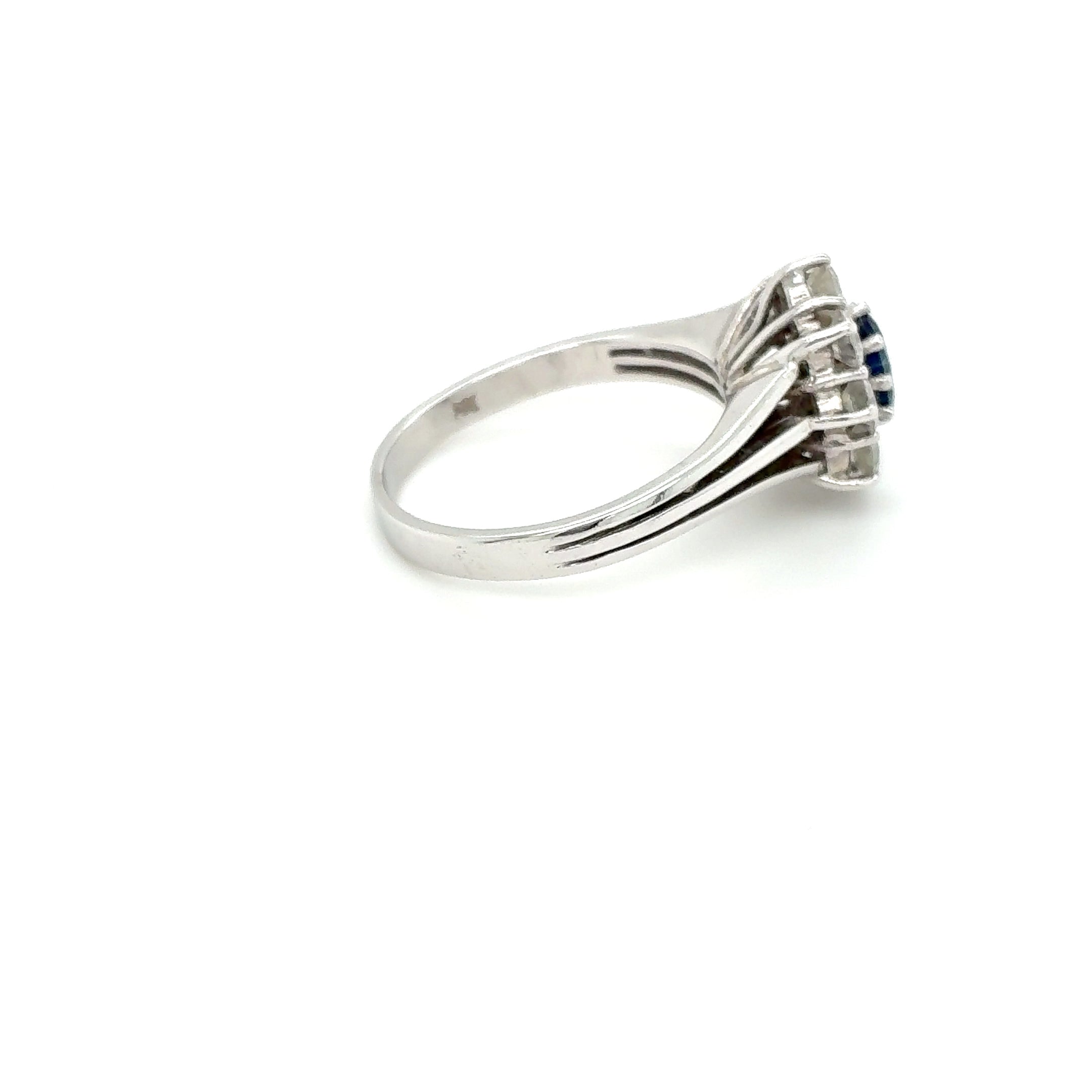 Brillant Saphir Ring 585 Weißgold 14kt Gr. 55