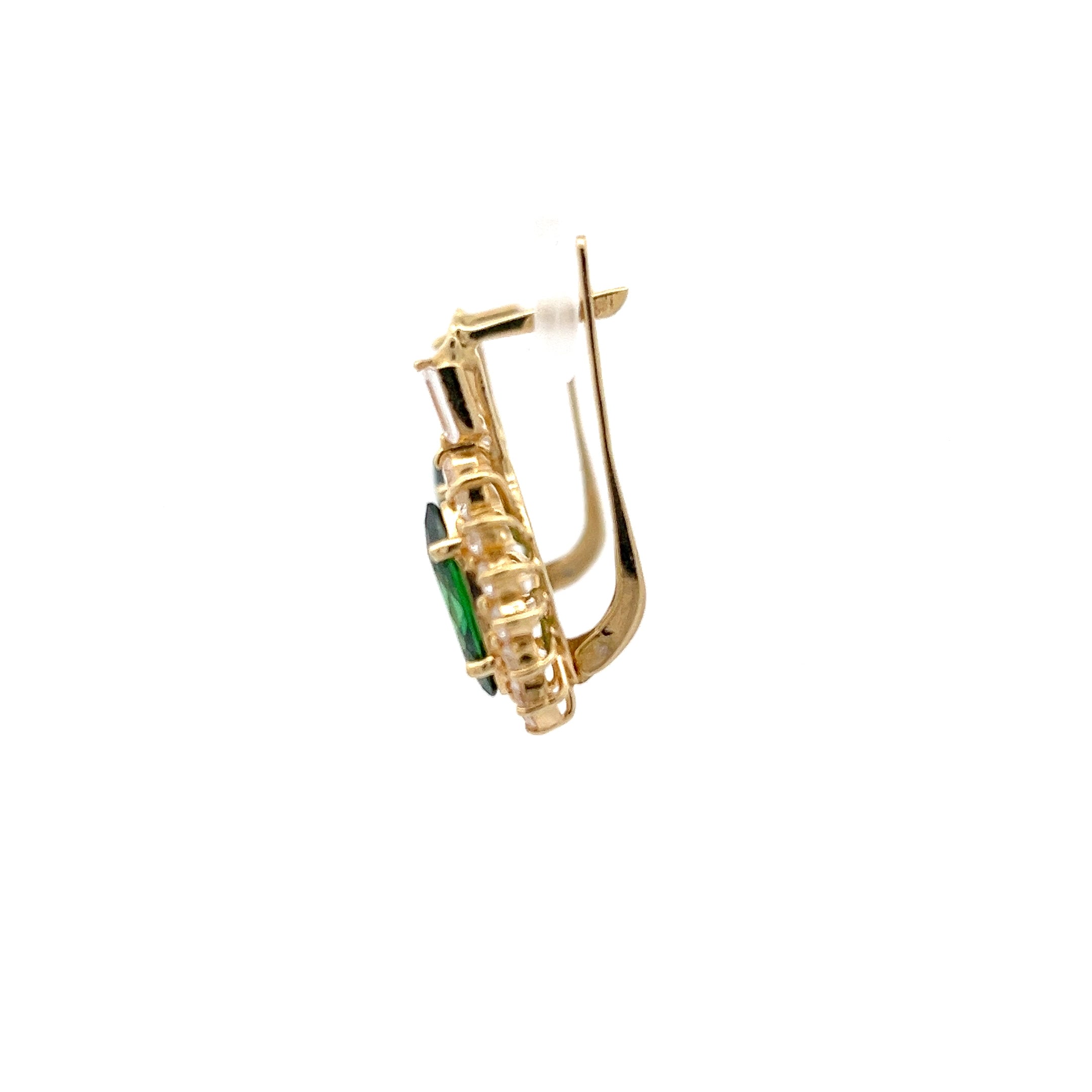 Ohrringe Gelb Gold 585/14kt Zirkonia und Farbstein grün