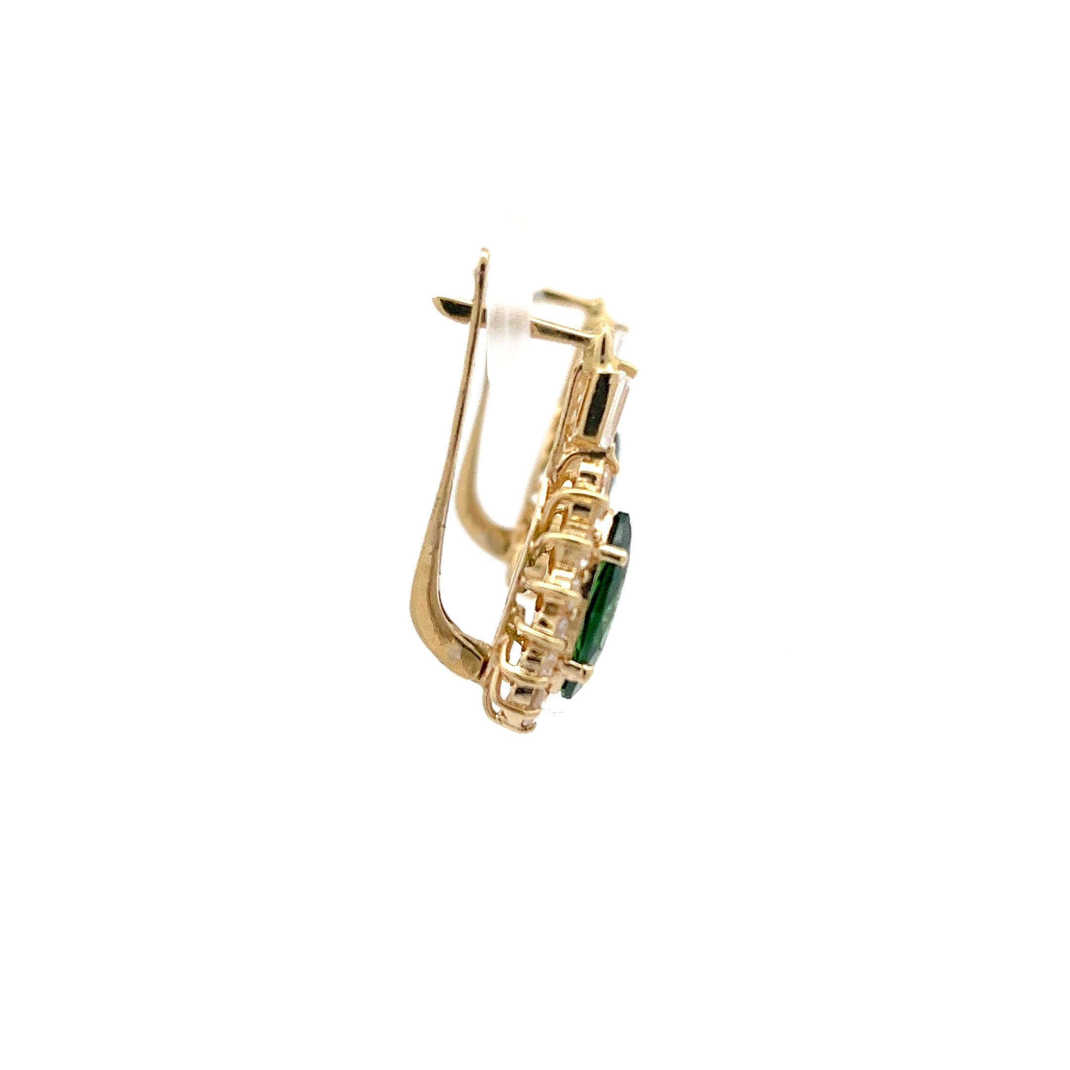Ohrringe Gelb Gold 585/14kt Zirkonia und Farbstein grün