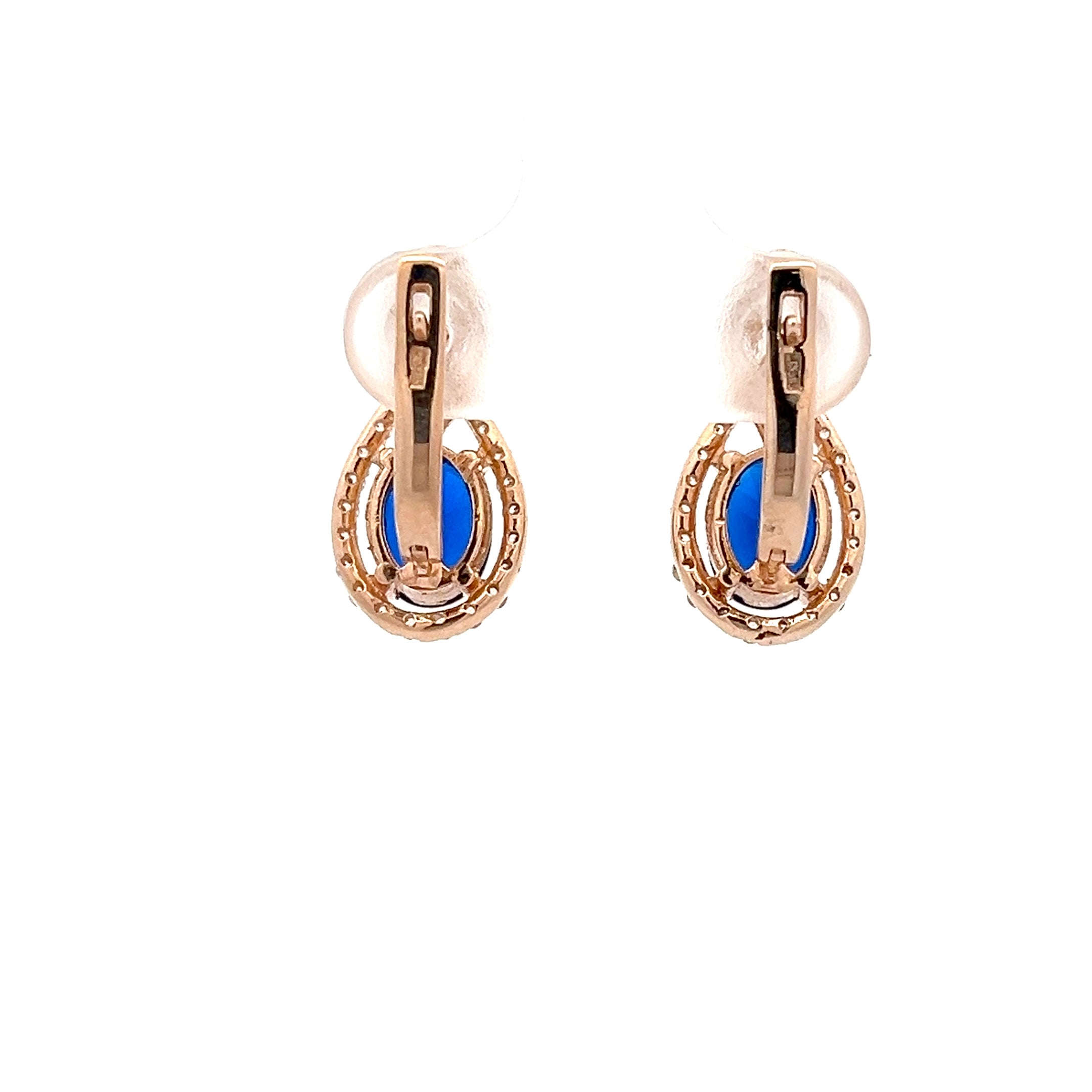 Ohrringe Rotgold mit Frbstein blau 585/14 Karat
