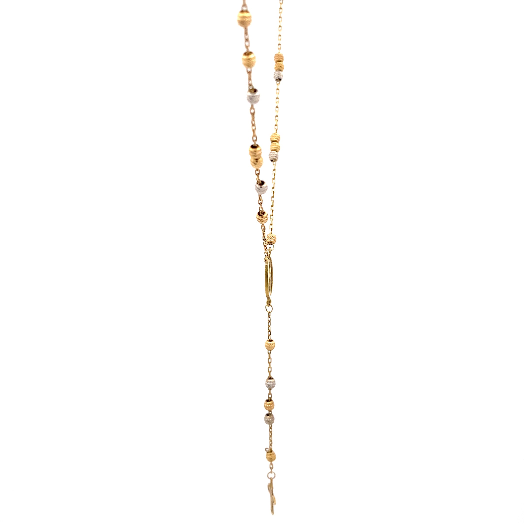 Kette 750/18kt Tricolor mit kleinen Kugeln und Kreuzanhänger