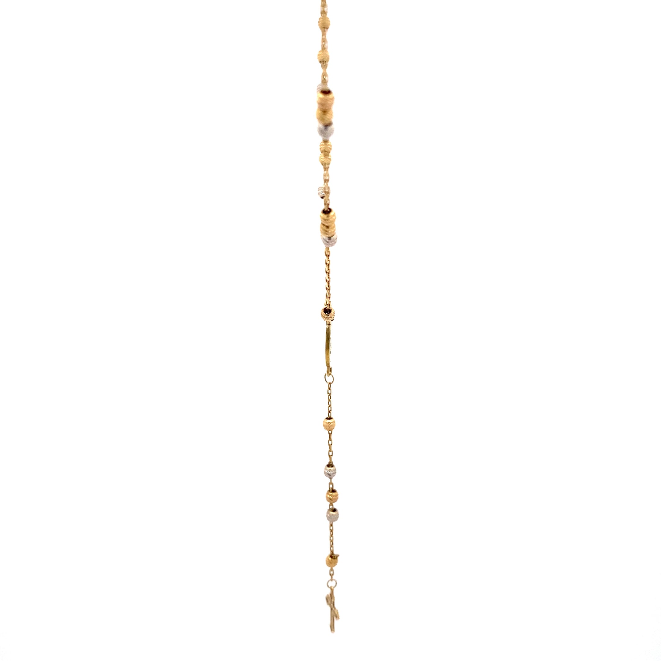 Kette 750/18kt Tricolor mit kleinen Kugeln und Kreuzanhänger