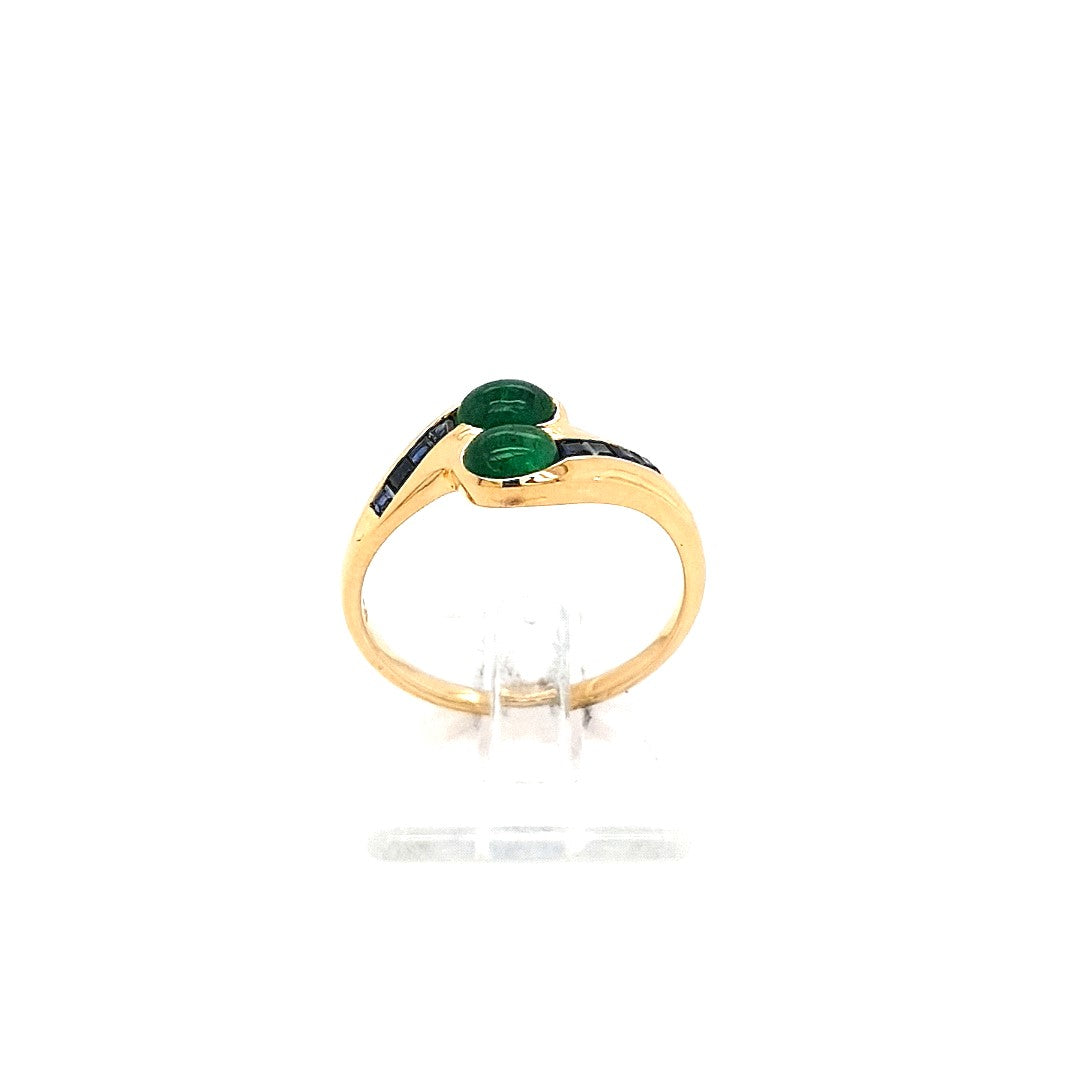 Ring Gold 750 18 kt Schmucksteine Blau Grün Geschenk Damen