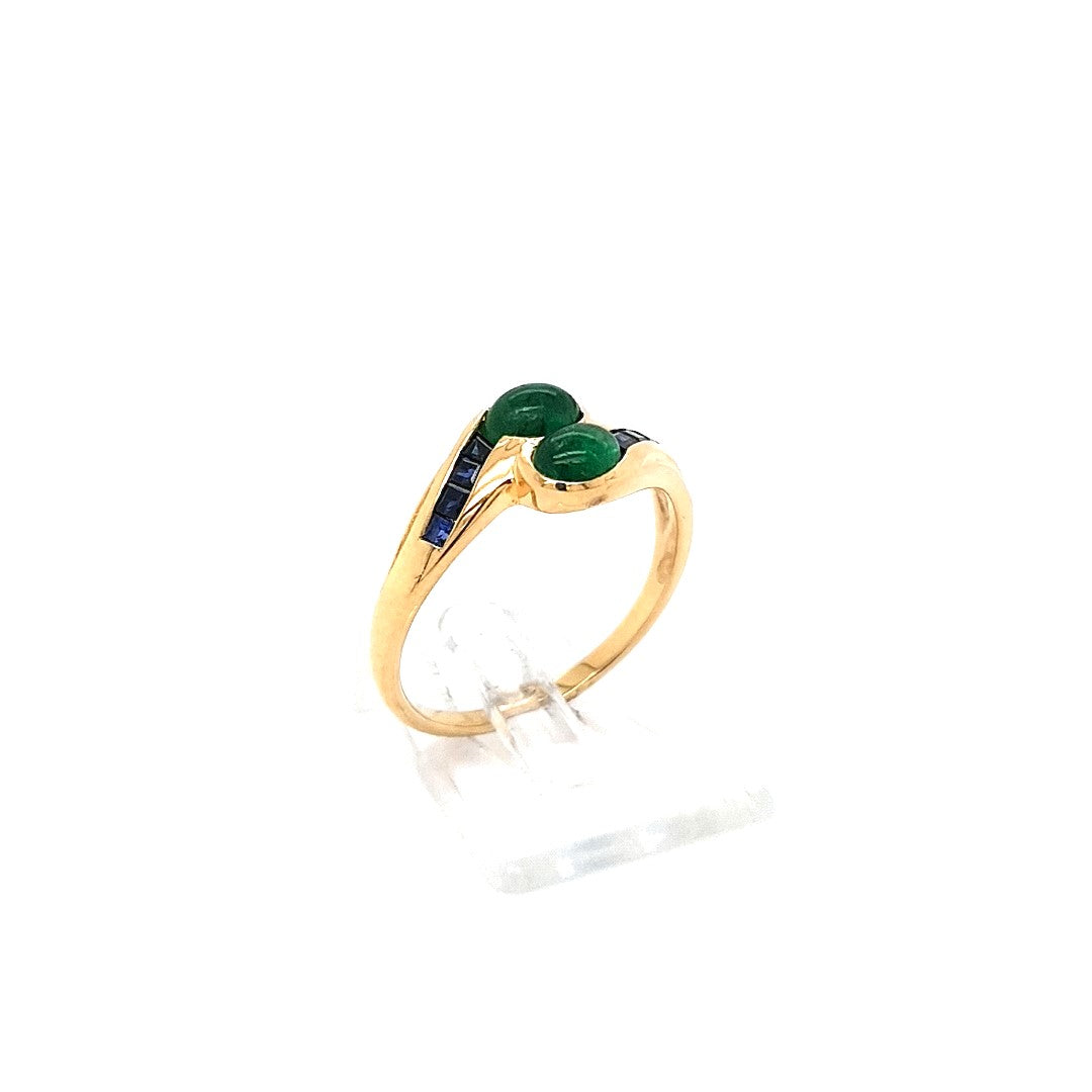 Ring Gold 750 18 kt Schmucksteine Blau Grün Geschenk Damen