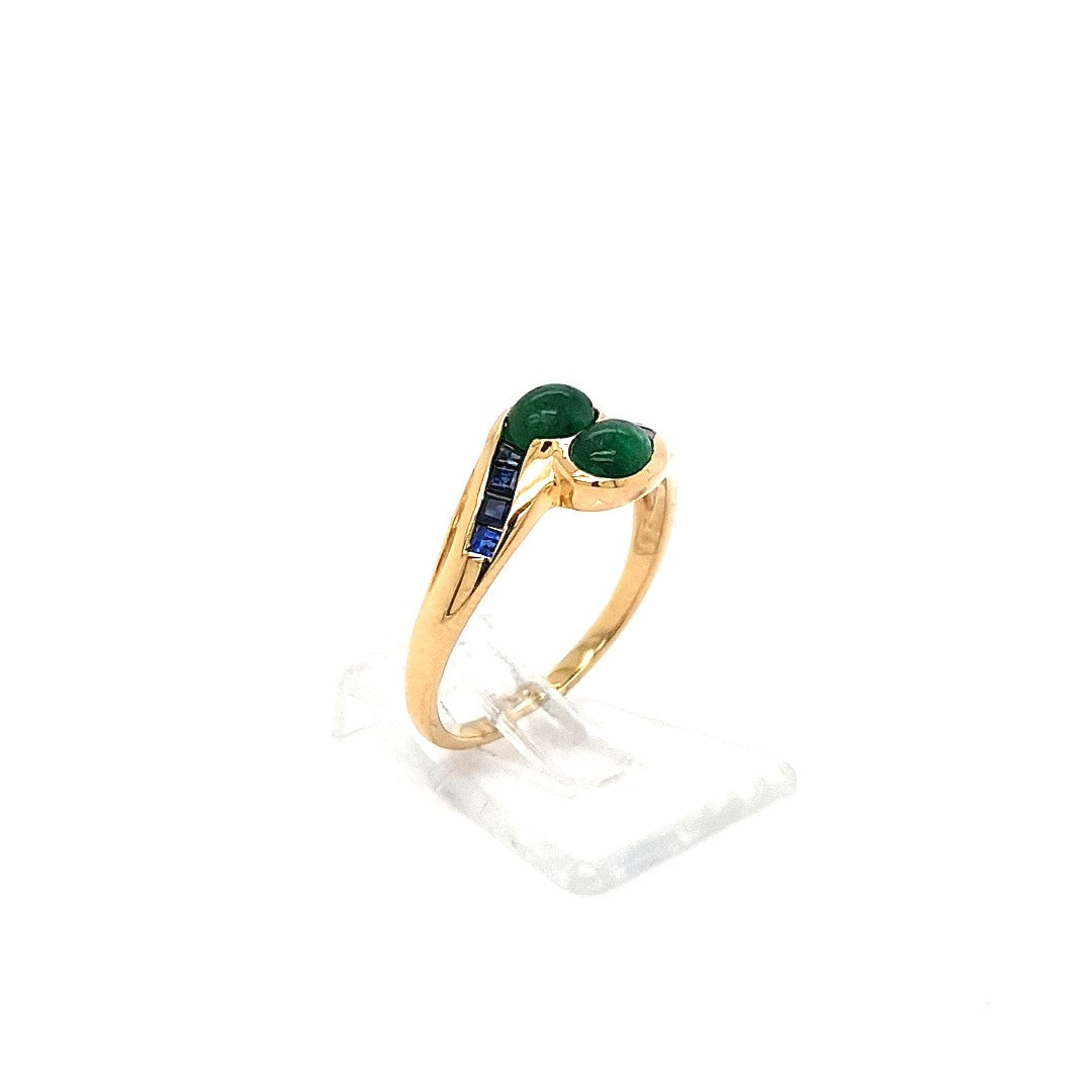 Ring Gold 750 18 kt Schmucksteine Blau Grün Geschenk Damen
