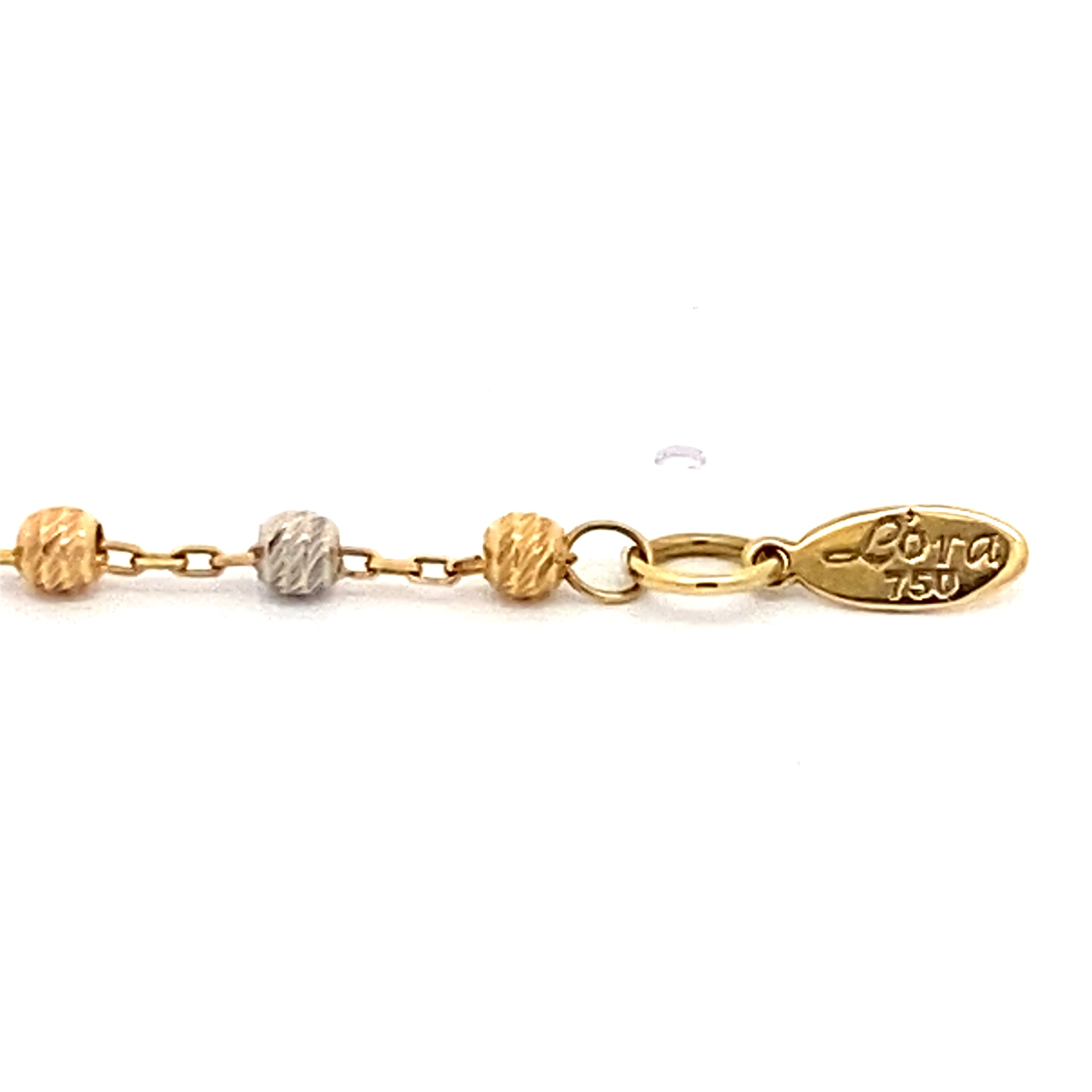 Kette 750/18kt Tricolor mit kleinen Kugeln und Kreuzanhänger
