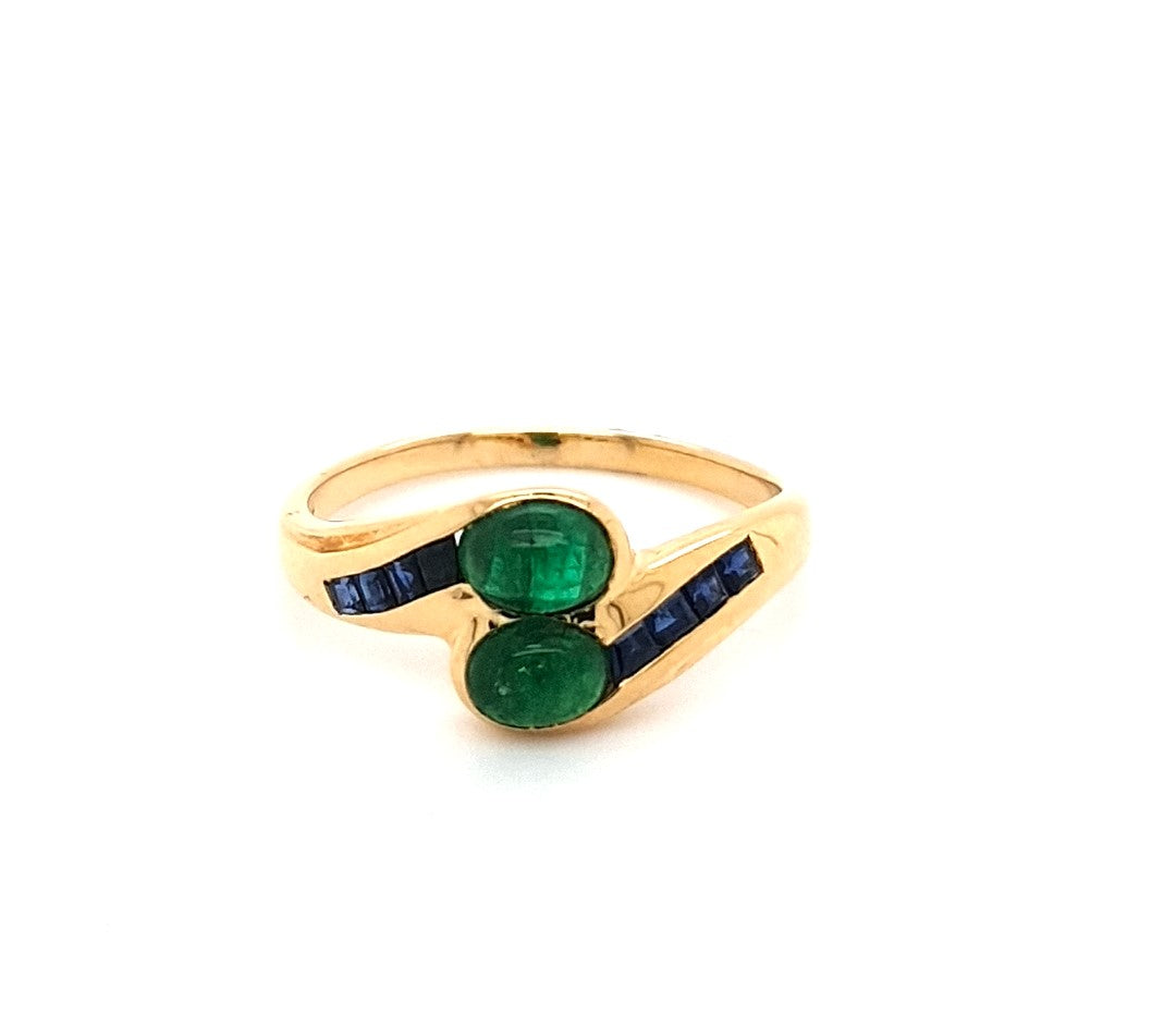 Ring Gold 750 18 kt Schmucksteine Blau Grün Geschenk Damen