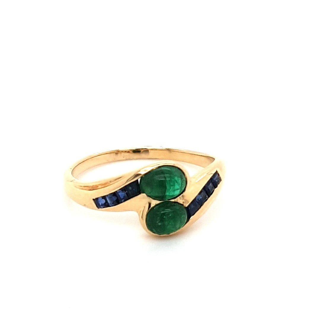Ring Gold 750 18 kt Schmucksteine Blau Grün Geschenk Damen