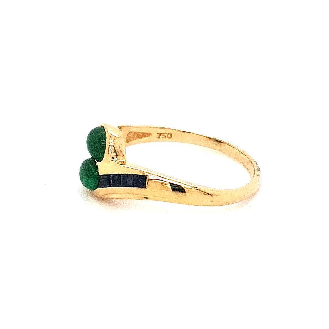 Ring Gold 750 18 kt Schmucksteine Blau Grün Geschenk Damen