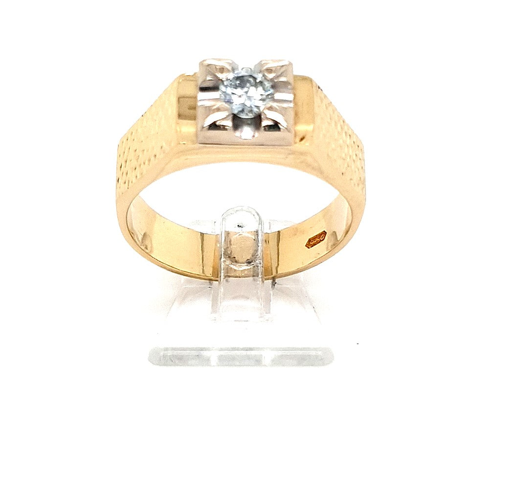 Herren Ring Gold 585 14 kt Brillant 0,25 ct Geschenk