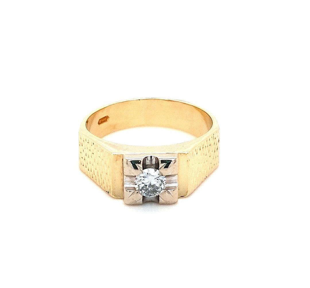 Herren Ring Gold 585 14 kt Brillant 0,25 ct Geschenk