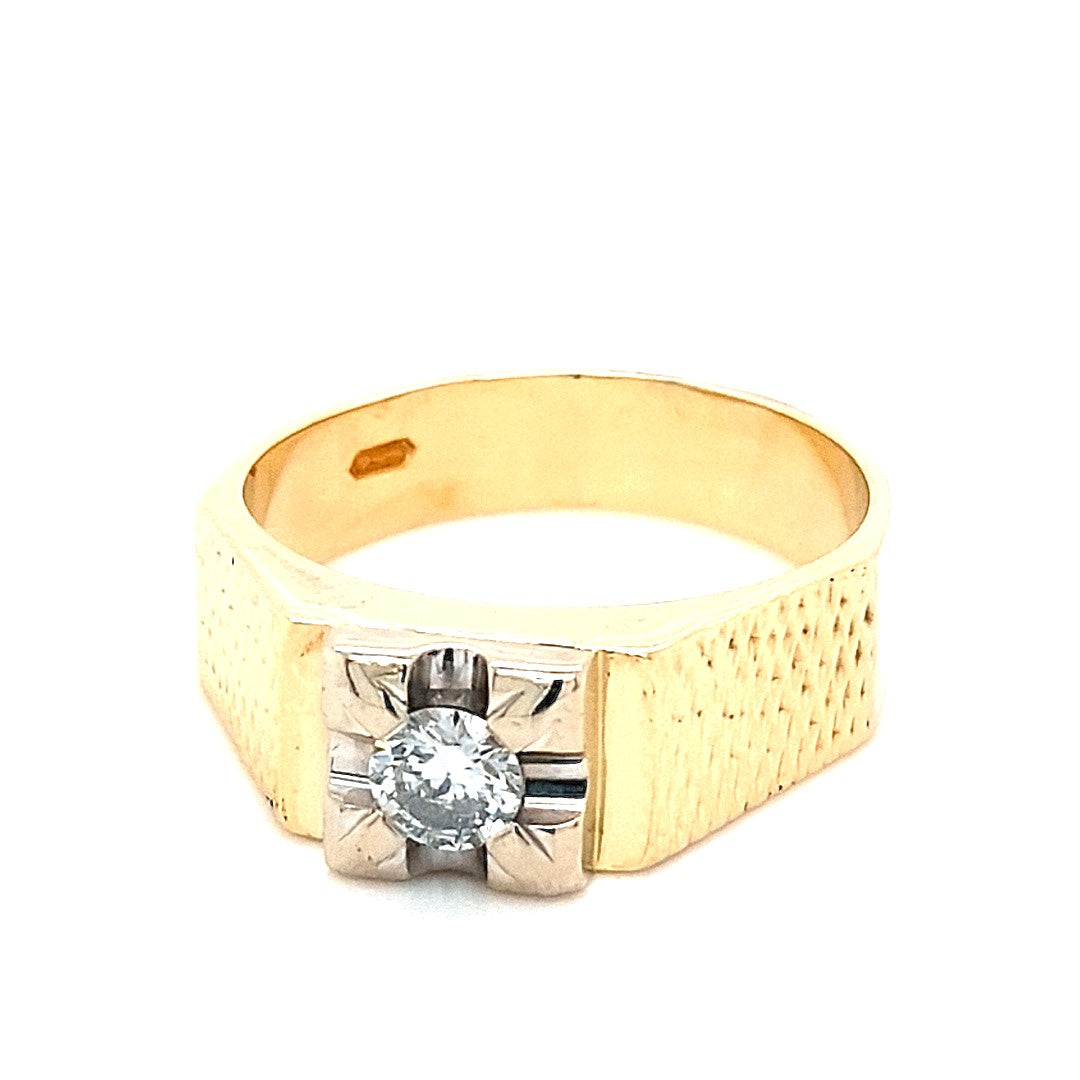 Herren Ring Gold 585 14 kt Brillant 0,25 ct Geschenk