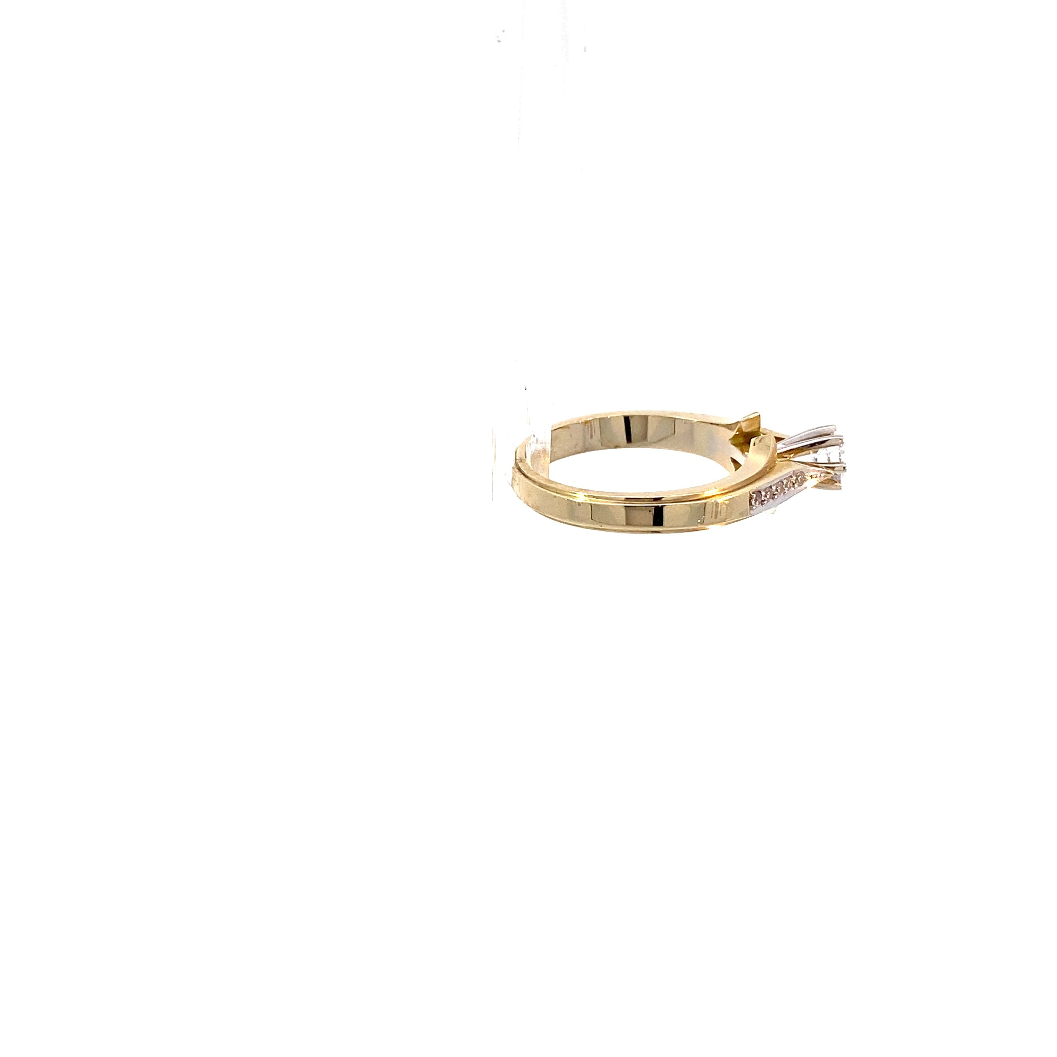 Stilvoller Damenring Gelbgold 585 mit farblosen Steinen