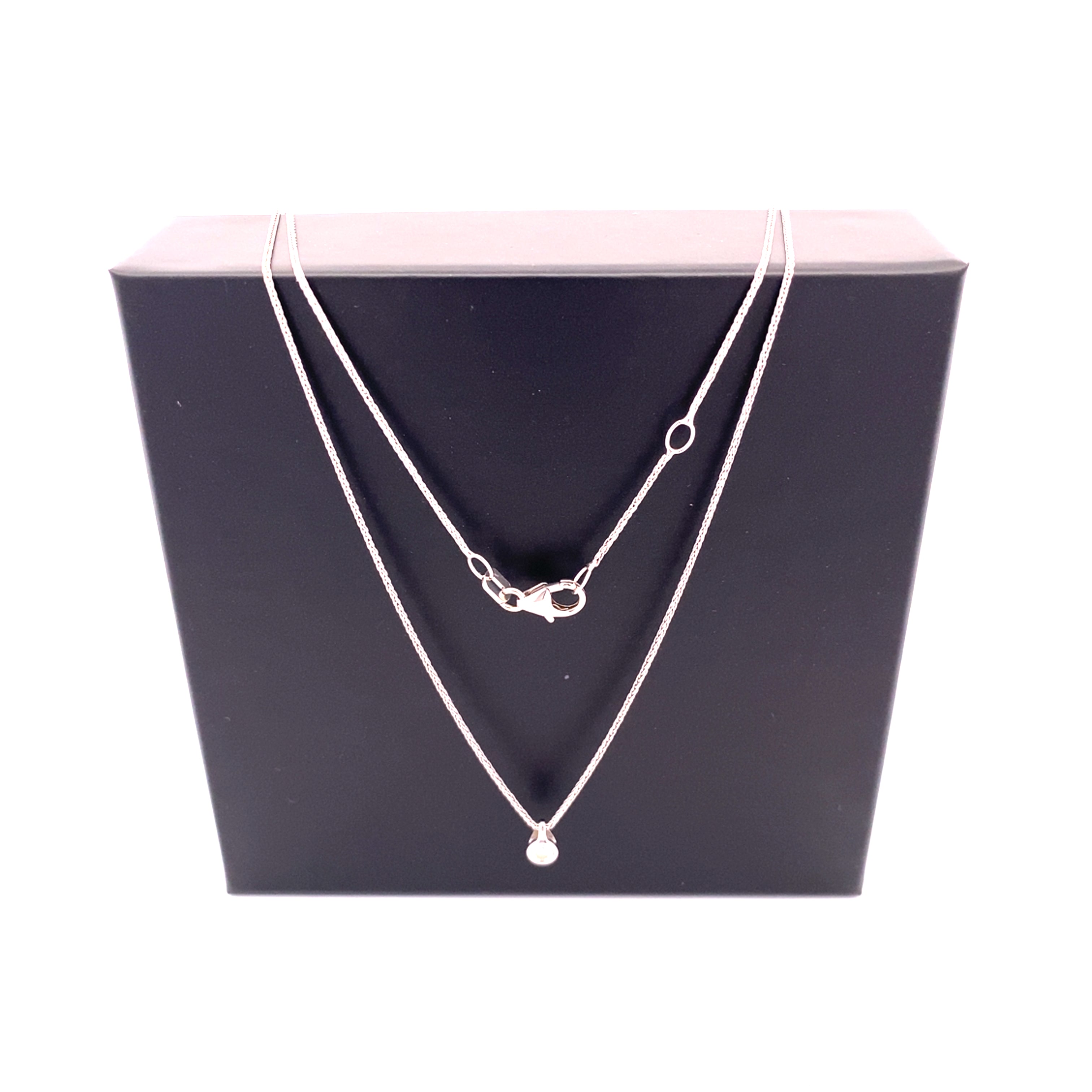 Feine Kette Weißgold 585 mit Anhänger mit 1 Brillant ca.0,01 ct