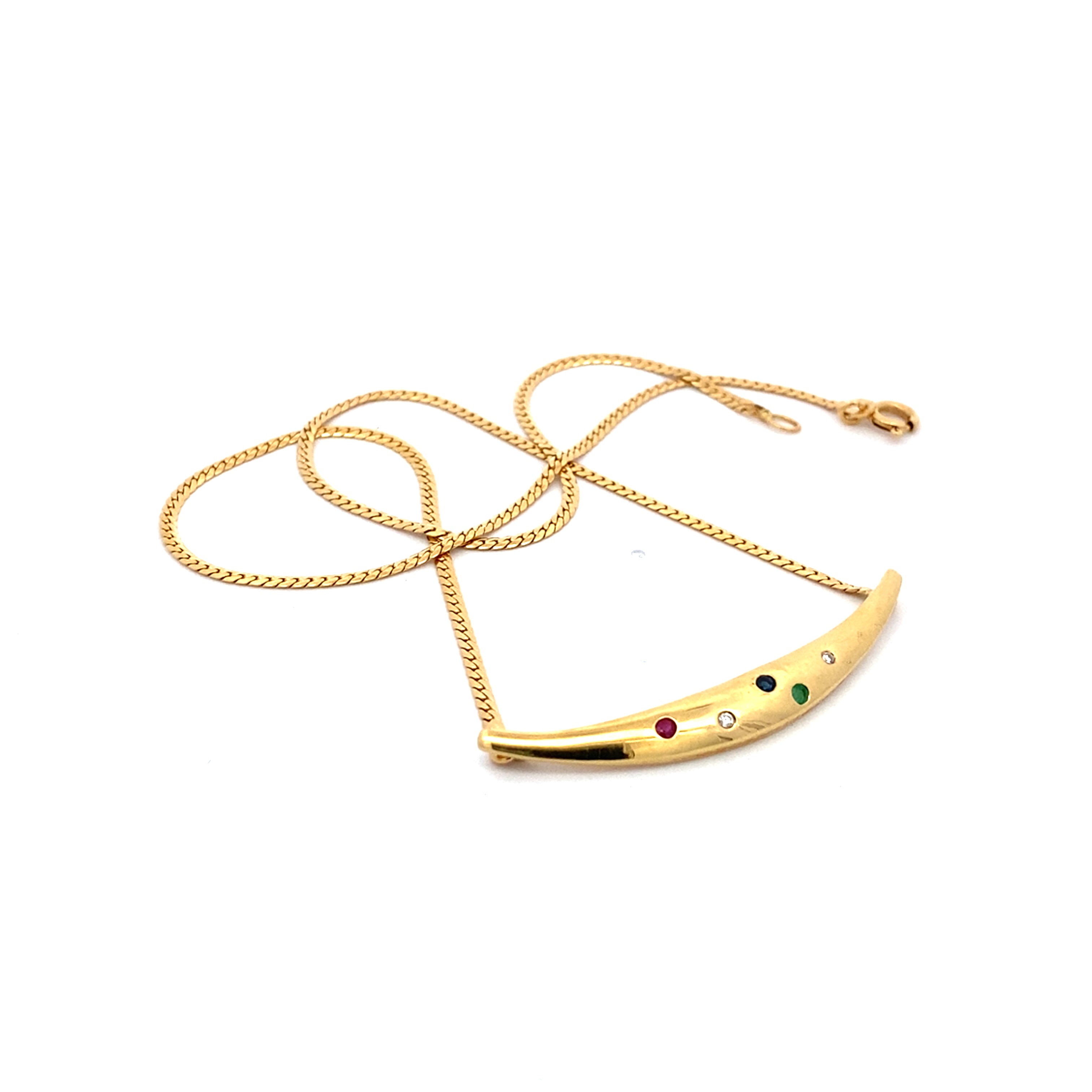 Kette Gelbgold 585 mit 2 Brillanten je 0,01 ct
