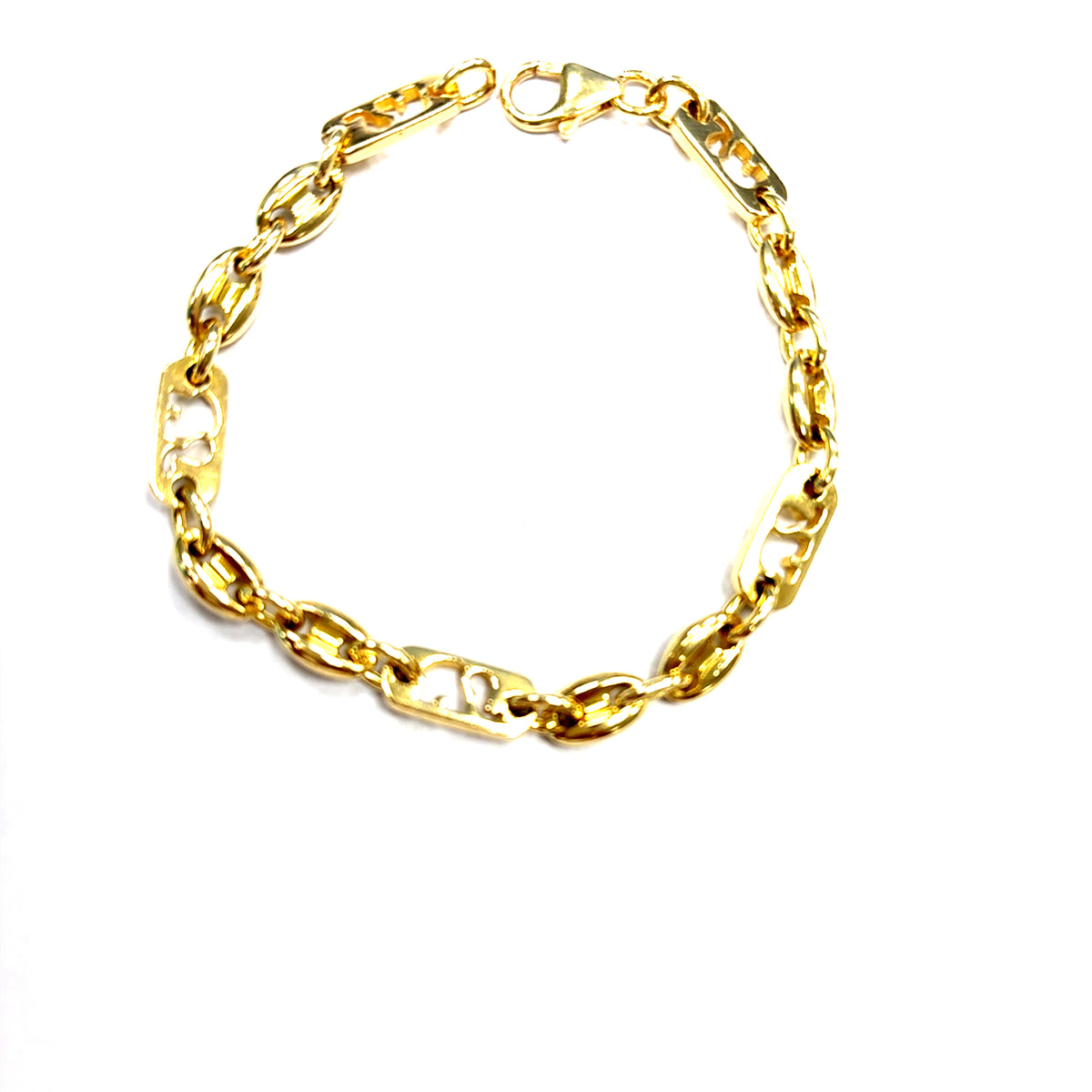 Plattenbohnenarmband Gelbgold 750/18kt 19 cm