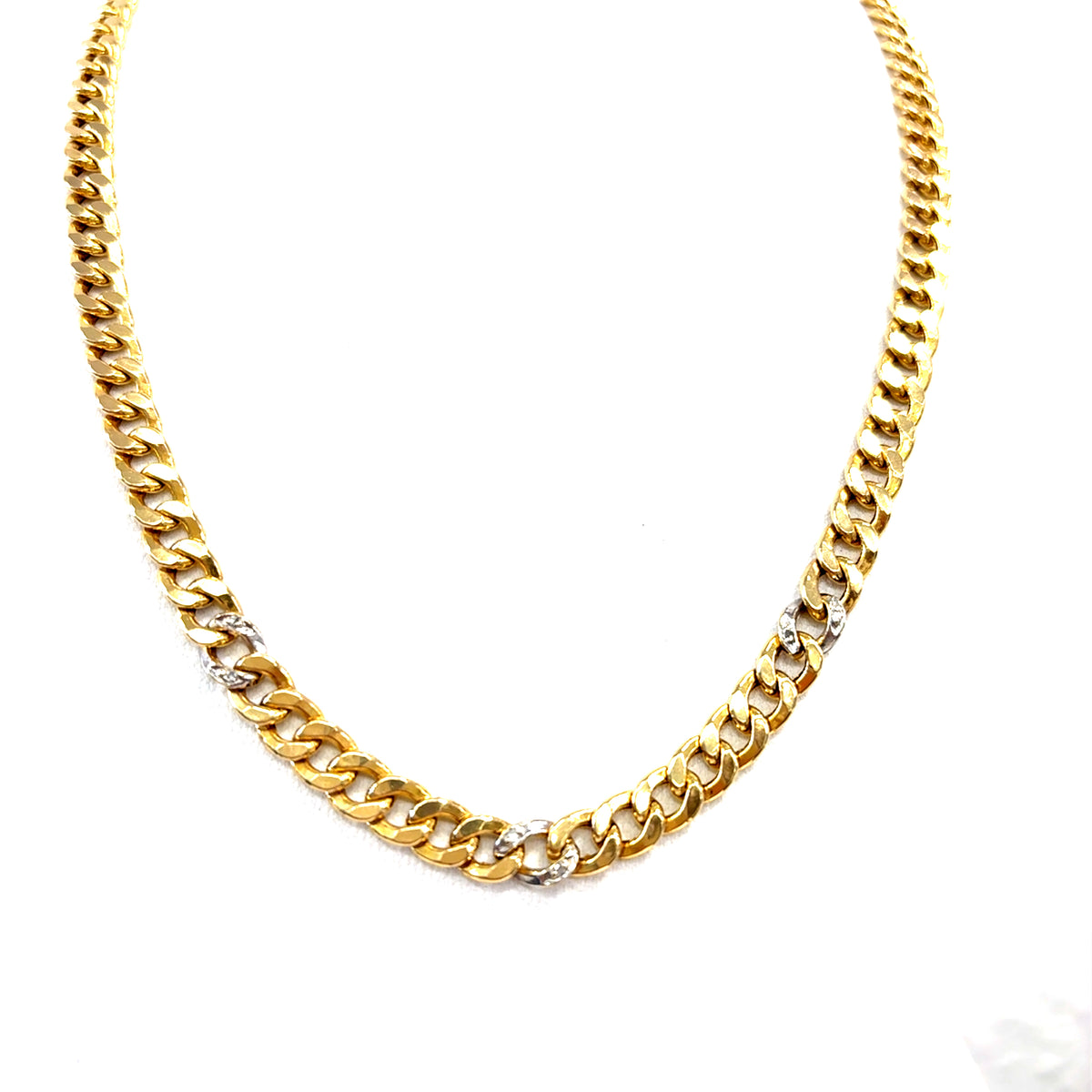 Panzerkette Gelb-/Weißgold 585/14kt Diamant ca.41cm
