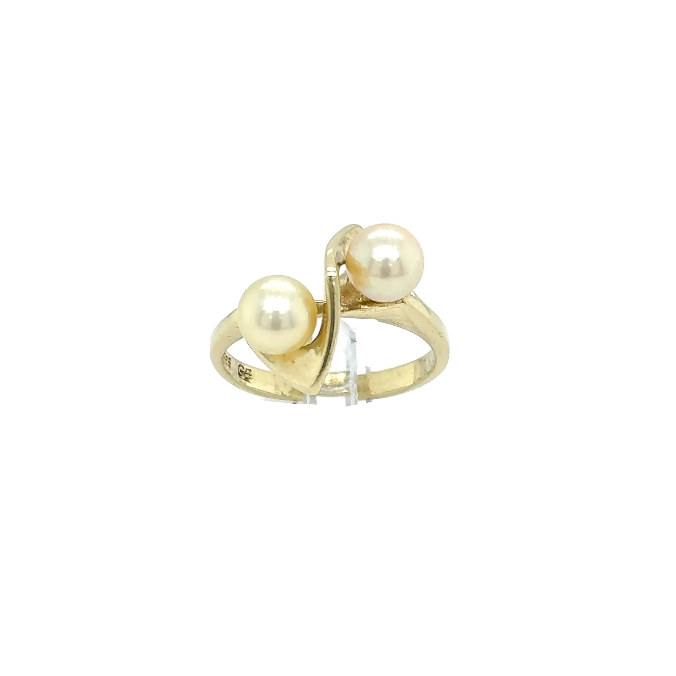 Damenring Gelbgold Perle 585 14kt Gold Gr.50