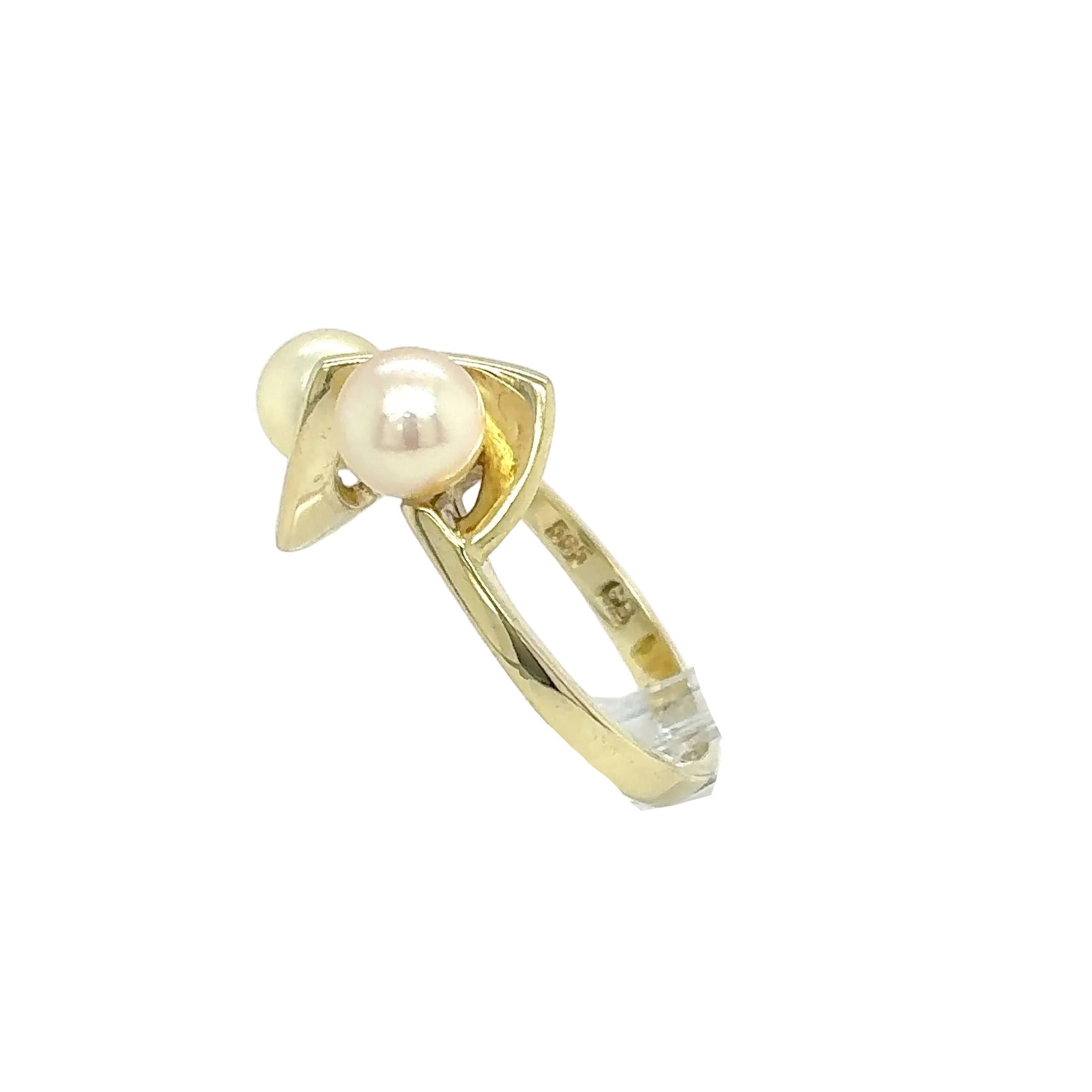 Damenring Gelbgold Perle 585 14kt Gold Gr.50