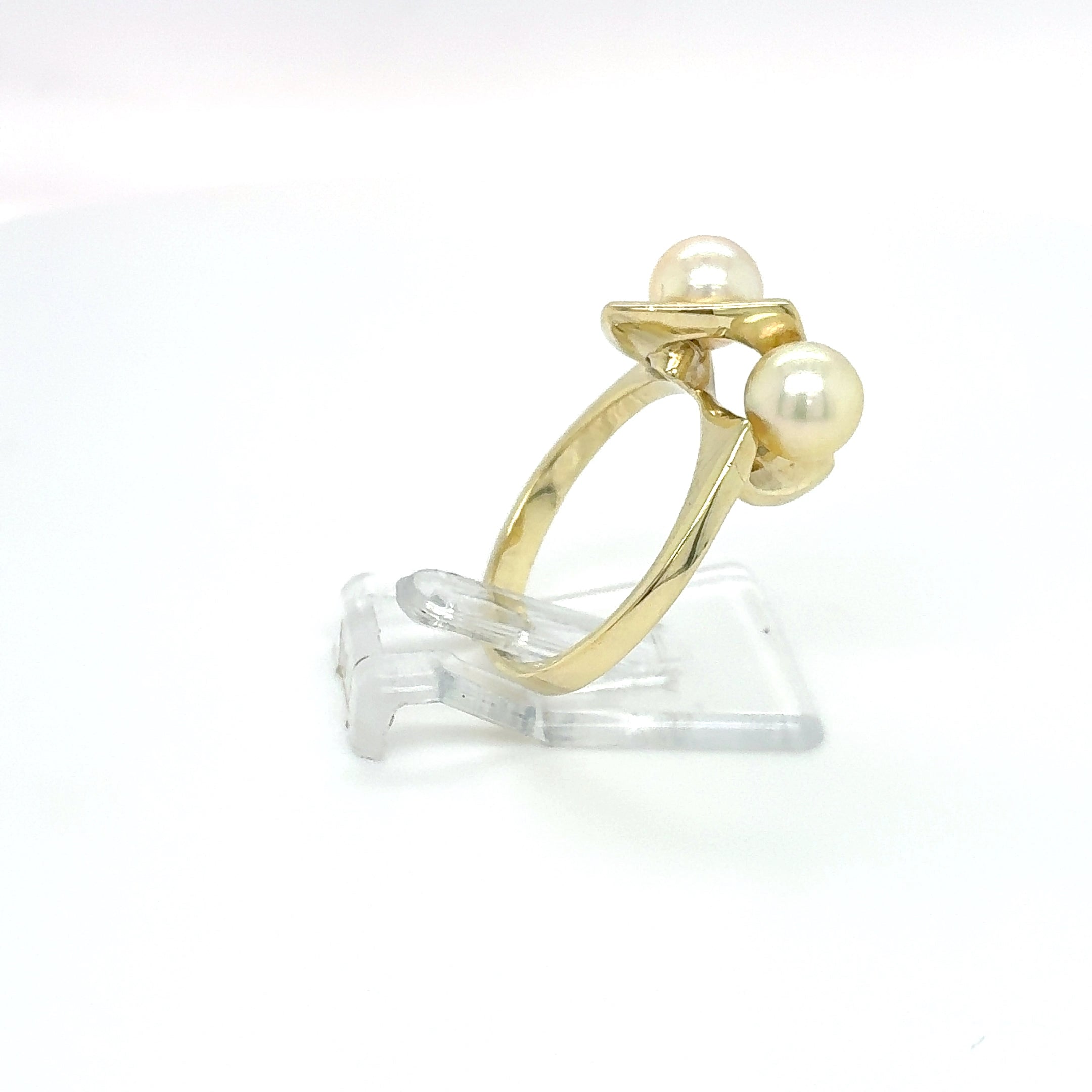 Damenring Gelbgold Perle 585 14kt Gold Gr.50