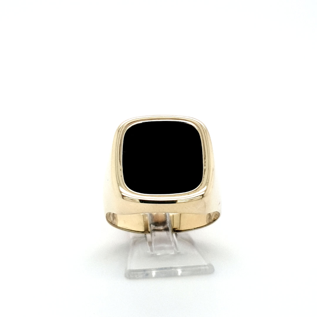 Ring Gelb Gold 585 Schmuckstein Schwarz Herren