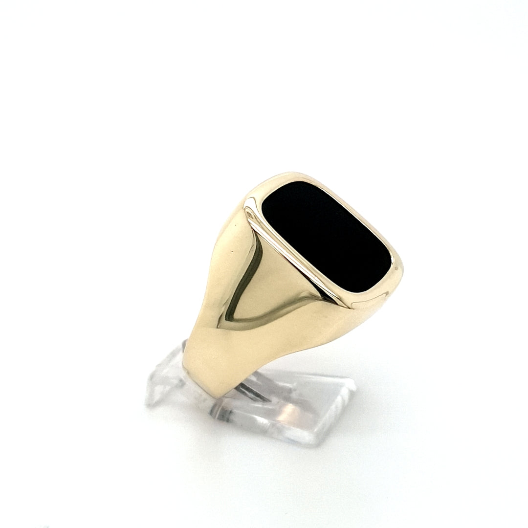 Ring Gelb Gold 585 Schmuckstein Schwarz Herren