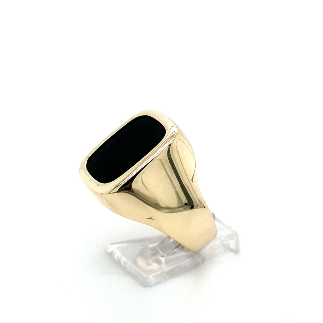 Ring Gelb Gold 585 Schmuckstein Schwarz Herren