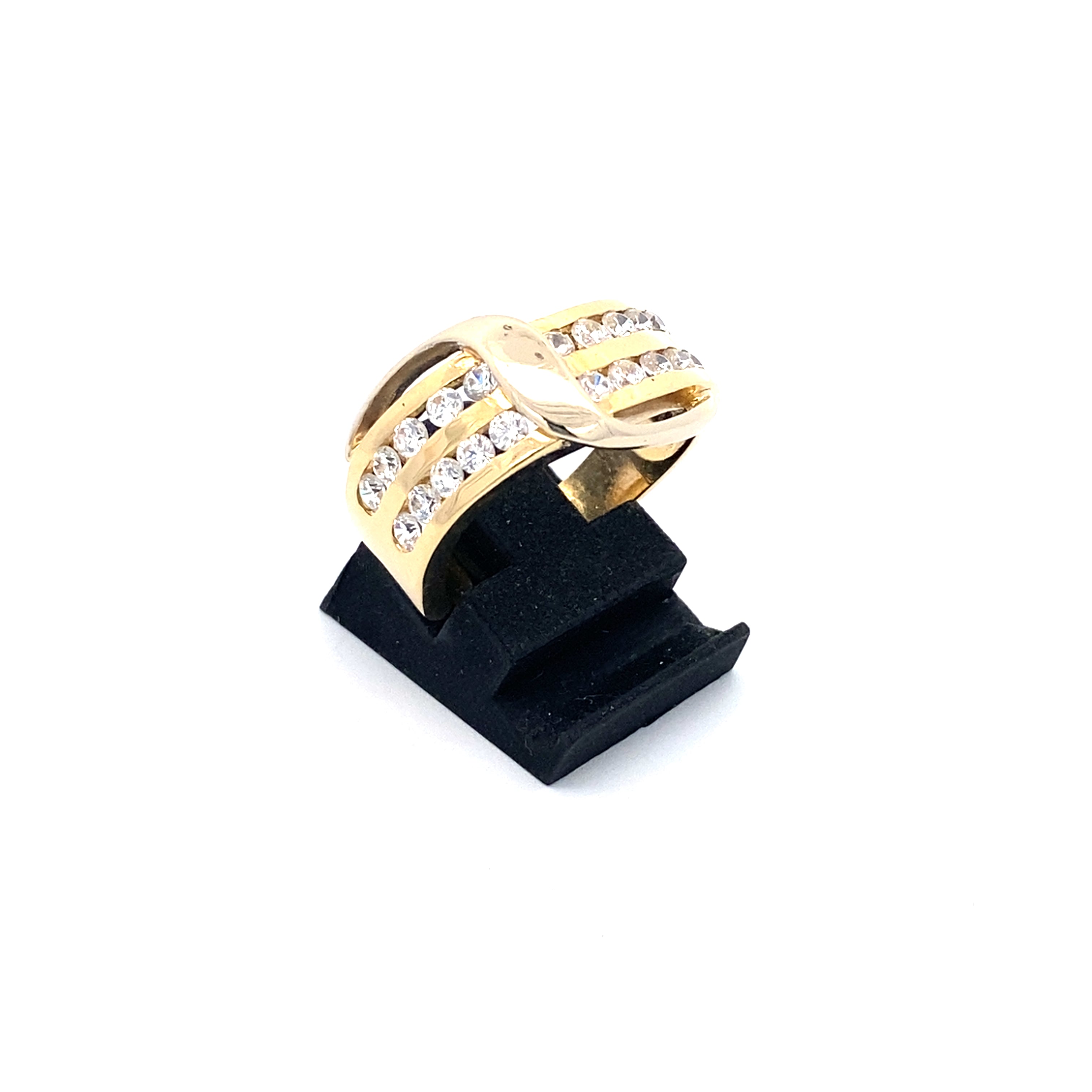 Damenring Gelbgold 585 mmit farblosen Steinen