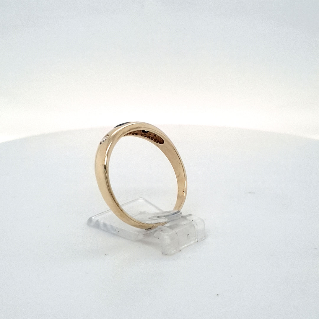 Ring Gelb Gold 585 Brillanten Schmuckstein Blau Unisex